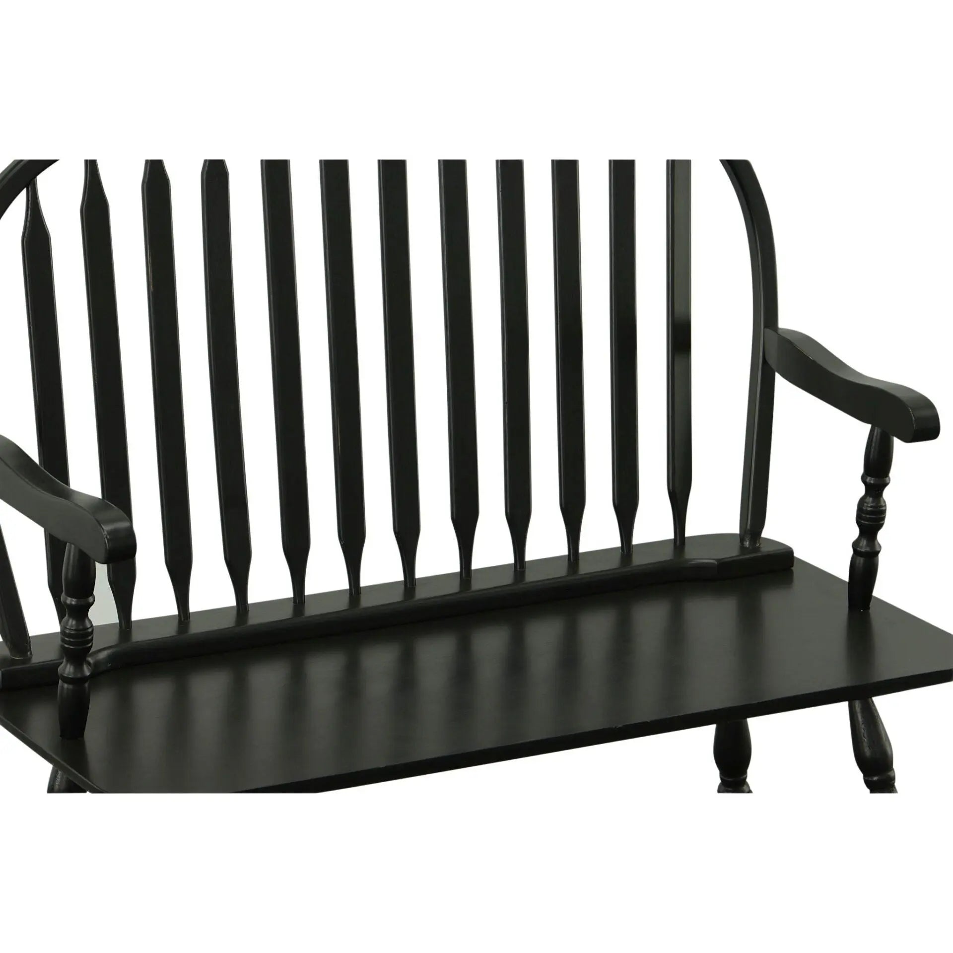 44" Black Wood Windsor Spindle Back Bench Homeroots Living Room