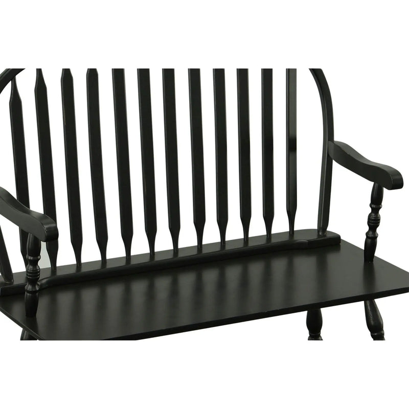 44" Black Wood Windsor Spindle Back Bench Homeroots Living Room