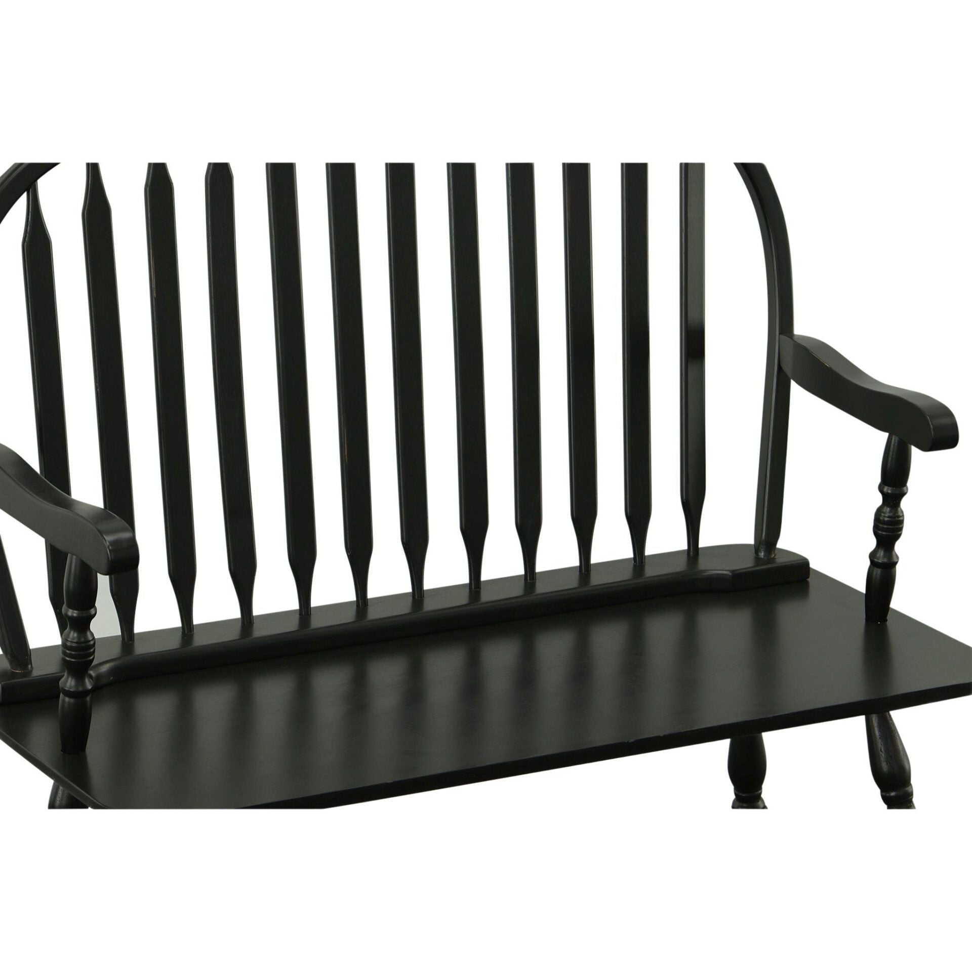 44" Black Wood Windsor Spindle Back Bench Homeroots Living Room