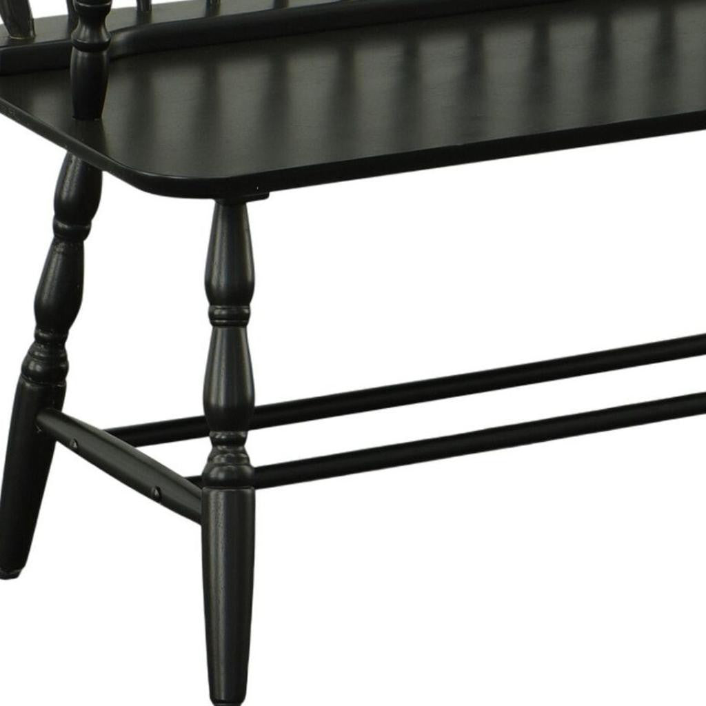 44" Black Wood Windsor Spindle Back Bench Homeroots Living Room