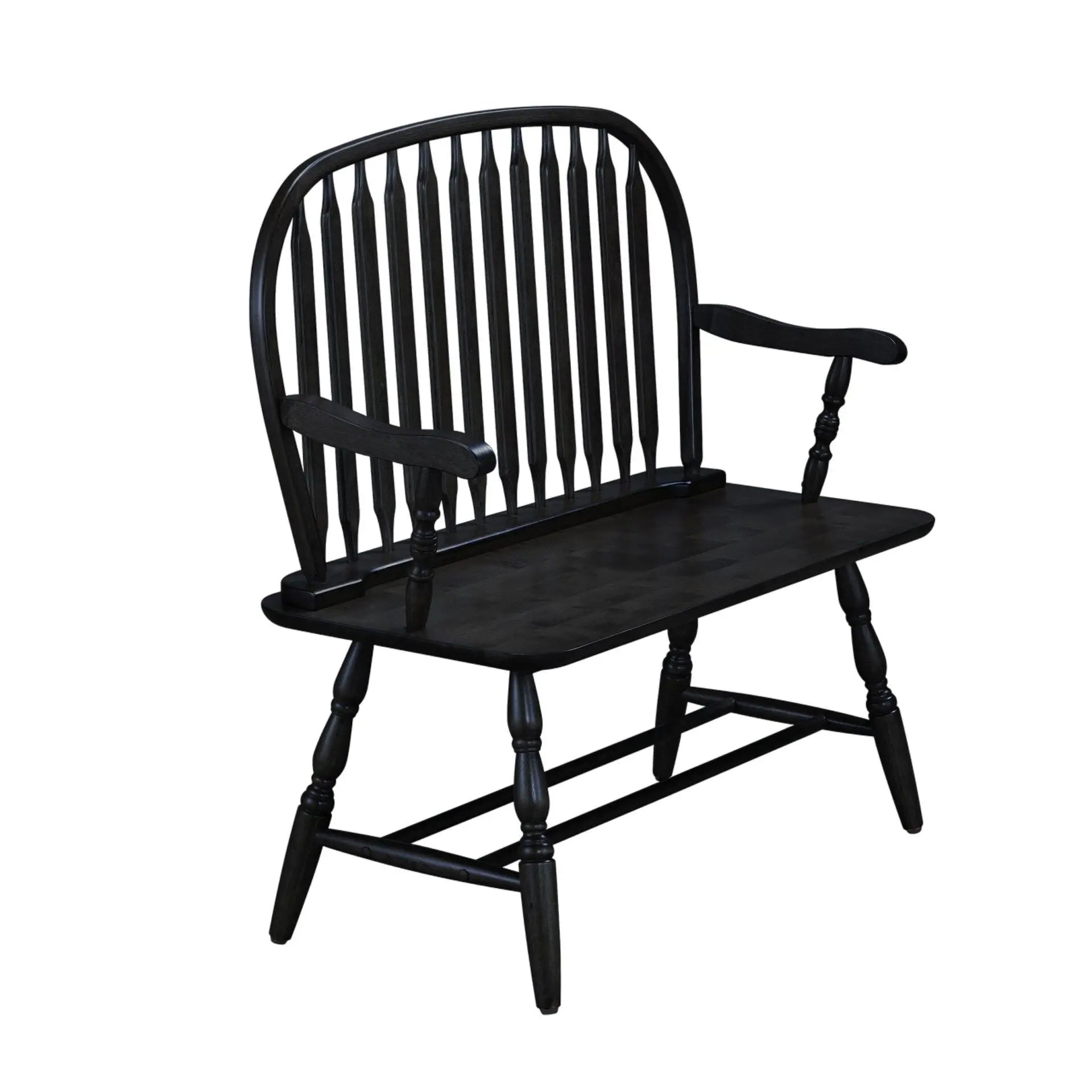 44" Black Wood Windsor Spindle Back Bench Homeroots Living Room