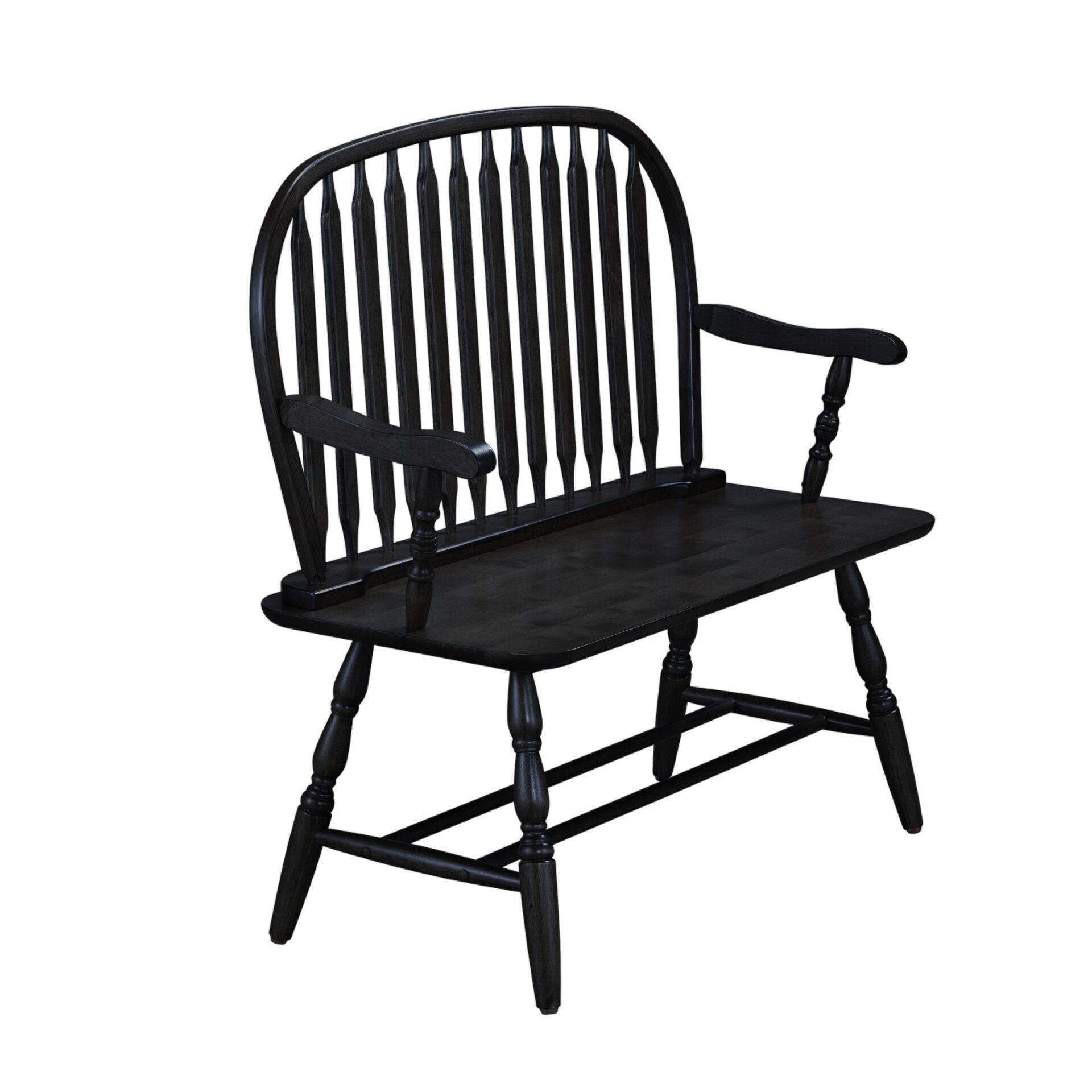 44" Black Wood Windsor Spindle Back Bench Homeroots Living Room