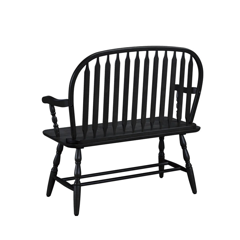 44" Black Wood Windsor Spindle Back Bench Homeroots Living Room