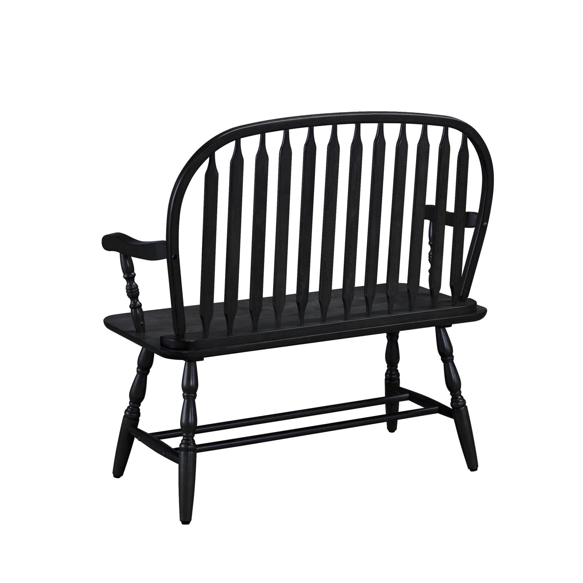 44" Black Wood Windsor Spindle Back Bench Homeroots Living Room