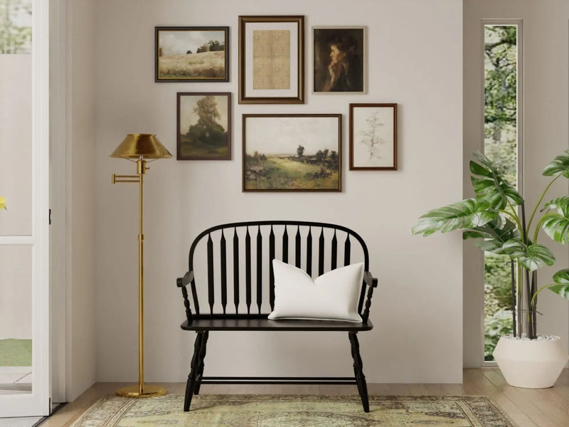 44" Black Wood Windsor Spindle Back Bench Homeroots Living Room