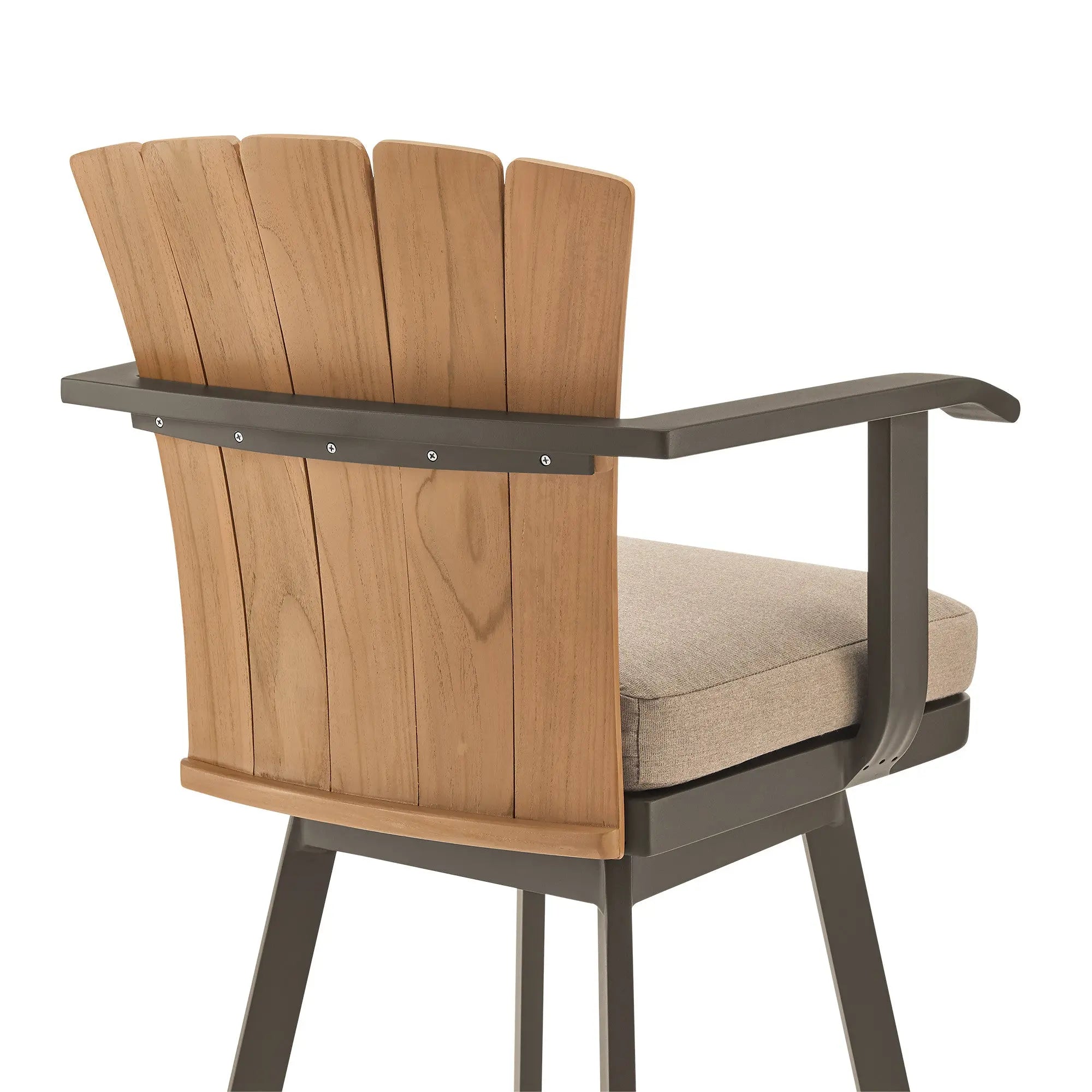 44" Brown Metal Swivel Outdoor Bar Height chair with Footrest - GreatEagleInc