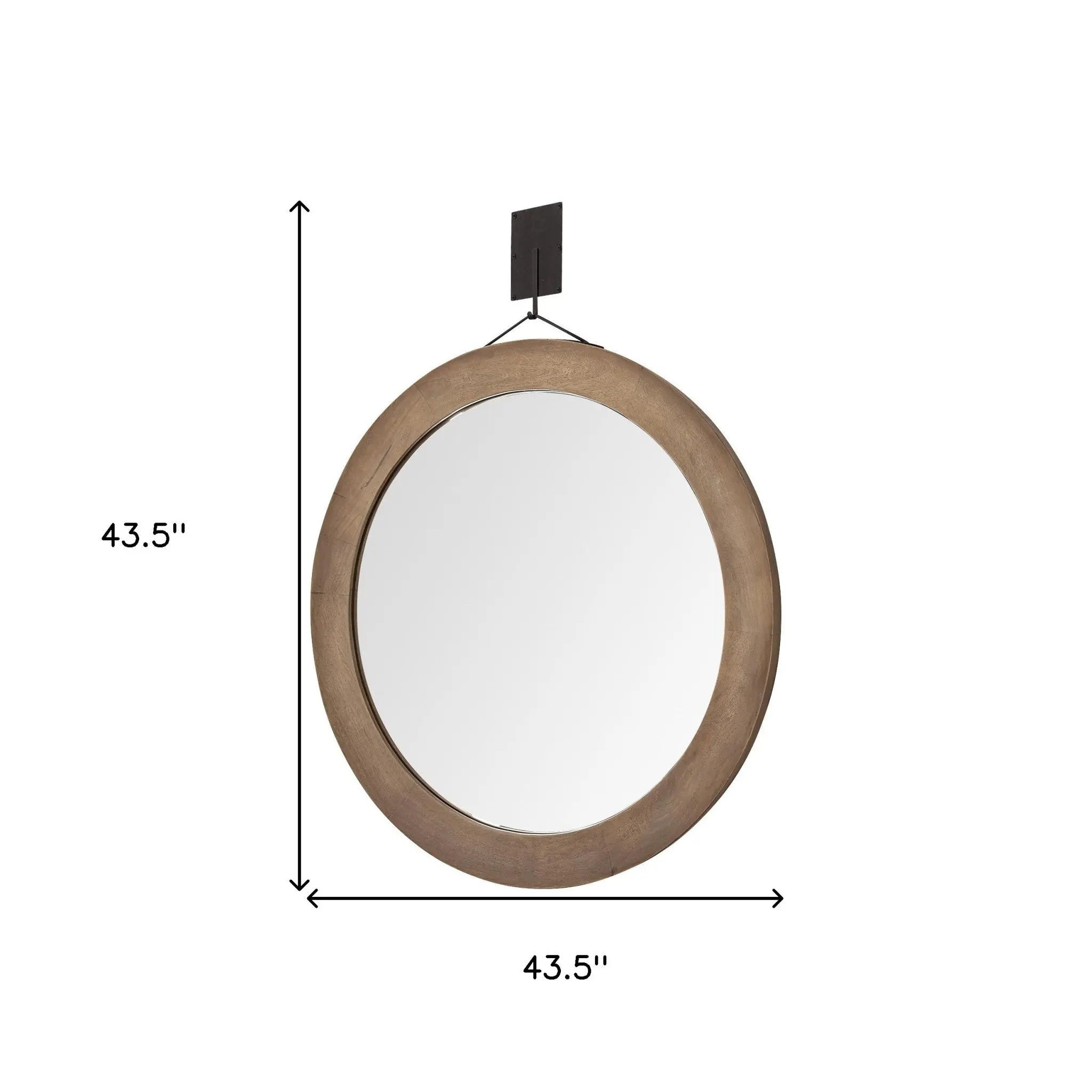 44" Brown Round Wood Framed Rope Hanging Accent Mirror Homeroots Bed & Bath