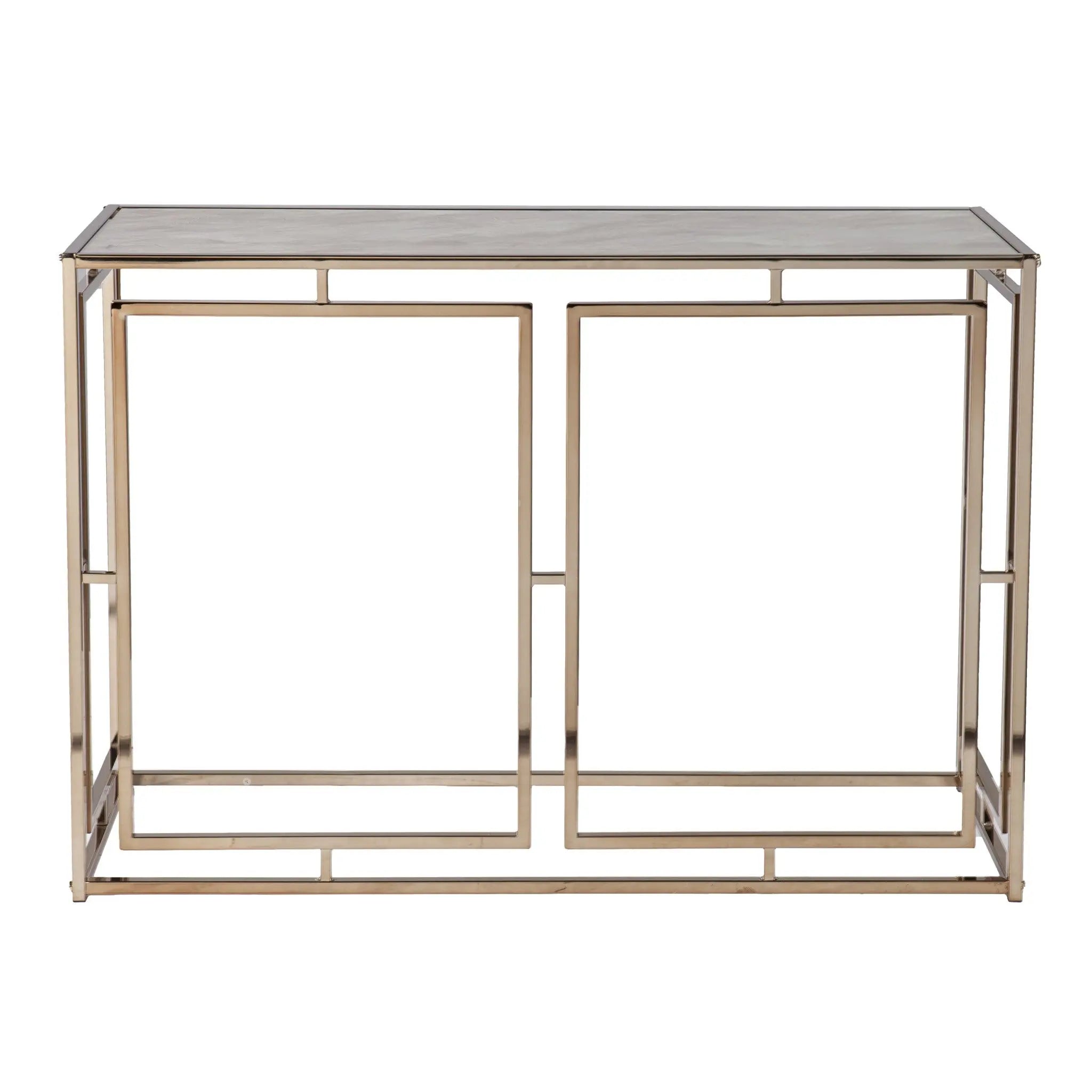 44" Champagne and Gold Faux Marble Frame Console Table Homeroots Living Room