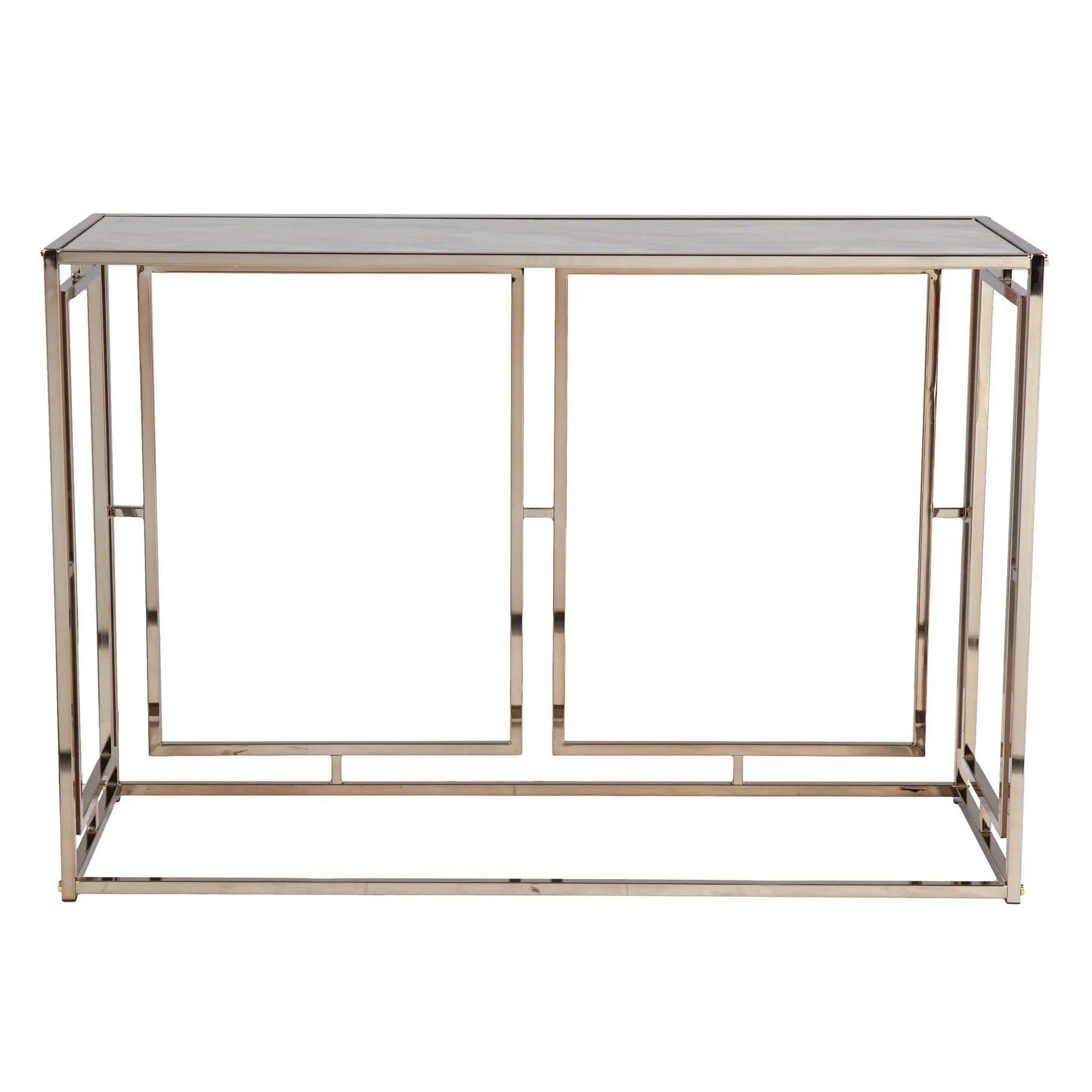 44" Champagne and Gold Faux Marble Frame Console Table Homeroots Living Room