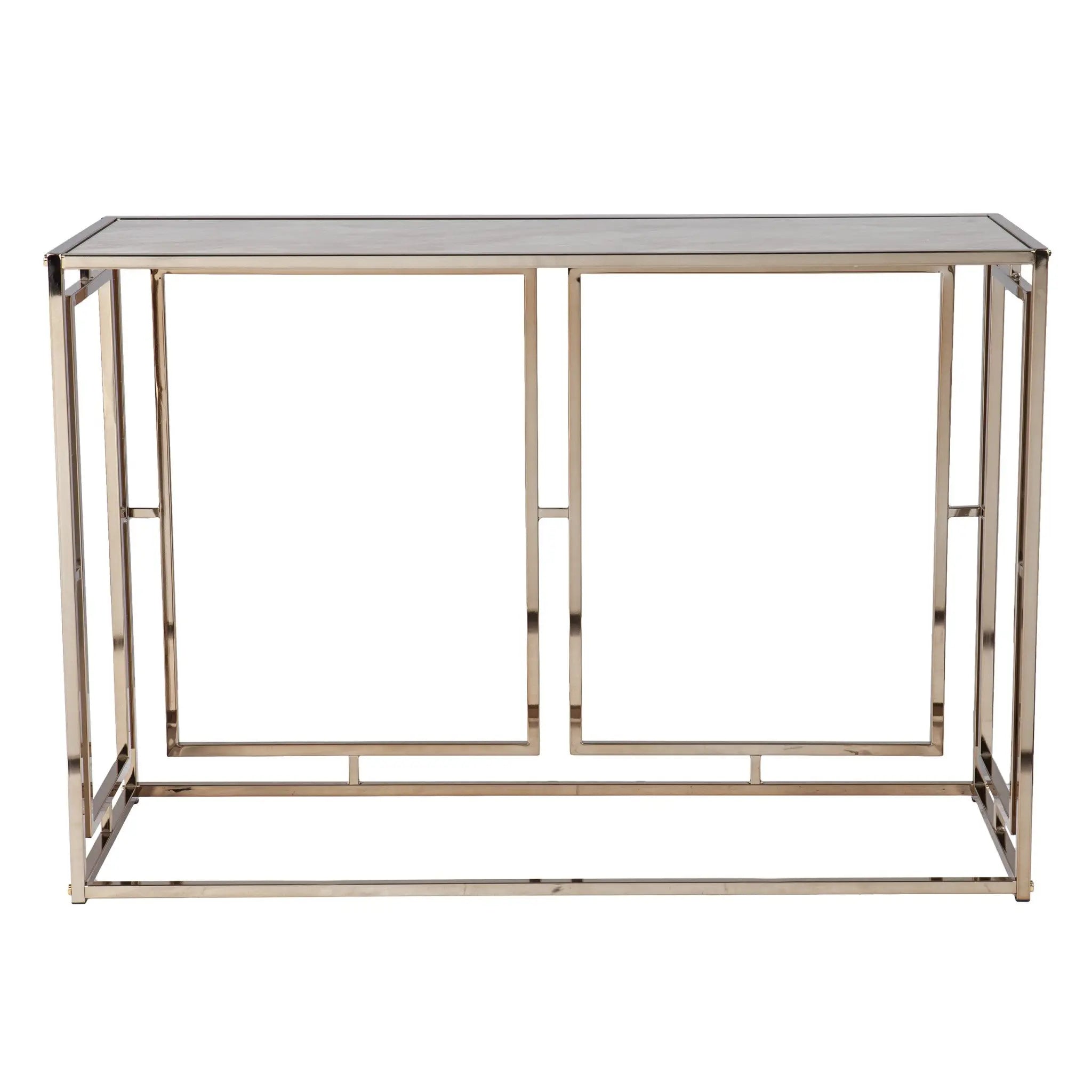 44" Champagne and Gold Faux Marble Frame Console Table Homeroots Living Room