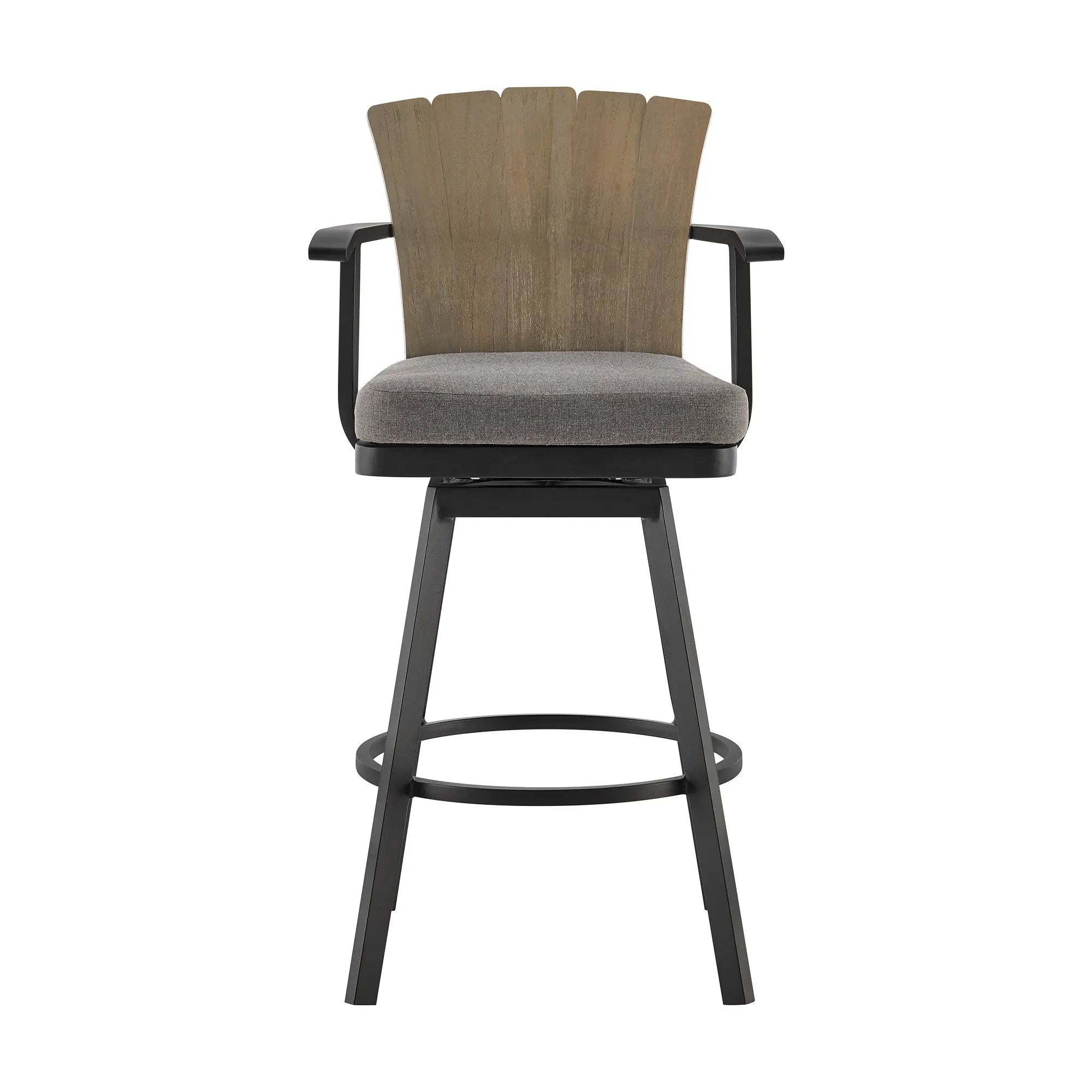 44" Charcoal Metal Swivel Outdoor Bar Height chair with Footrest Homeroots Outdoor