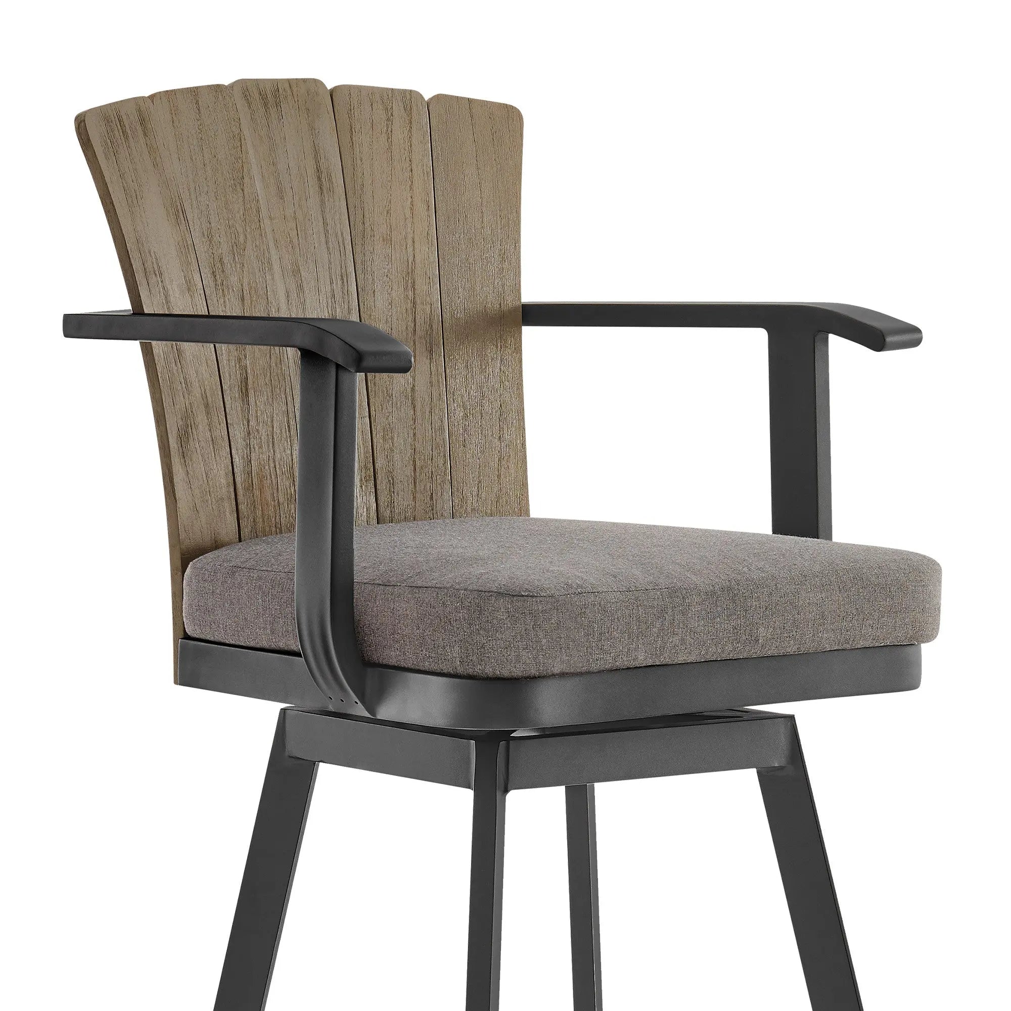 44" Charcoal Metal Swivel Outdoor Bar Height chair with Footrest Homeroots Outdoor