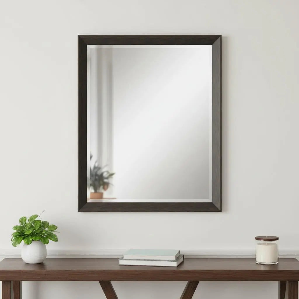 44" Dark Brown Framed Accent Mirror Homeroots Bed & Bath