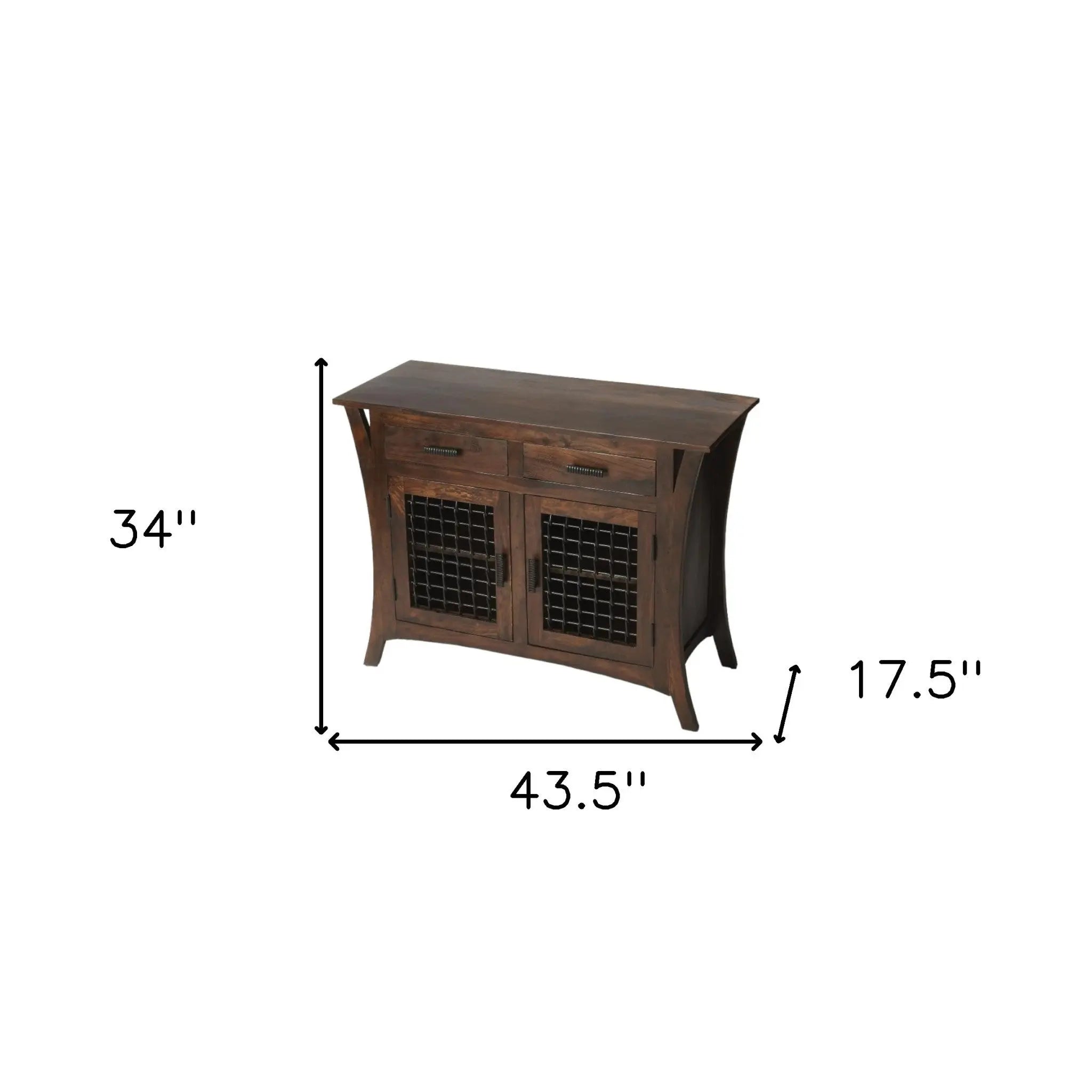 44" Dark Brown Solid Wood Frame Standard Accent Chest With Two Drawers Homeroots Kitchen & Dining