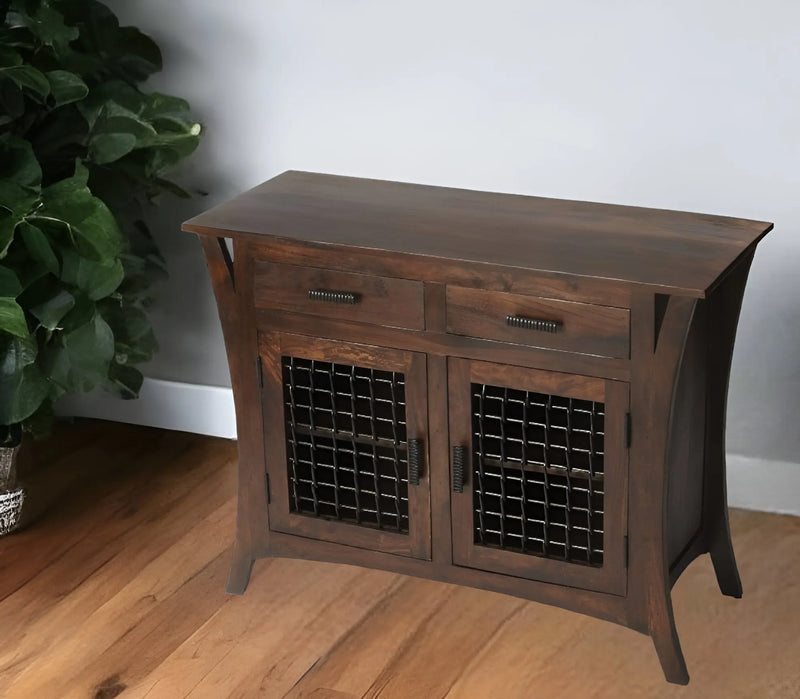 44" Dark Brown Solid Wood Frame Standard Accent Chest With Two Drawers Homeroots Kitchen & Dining