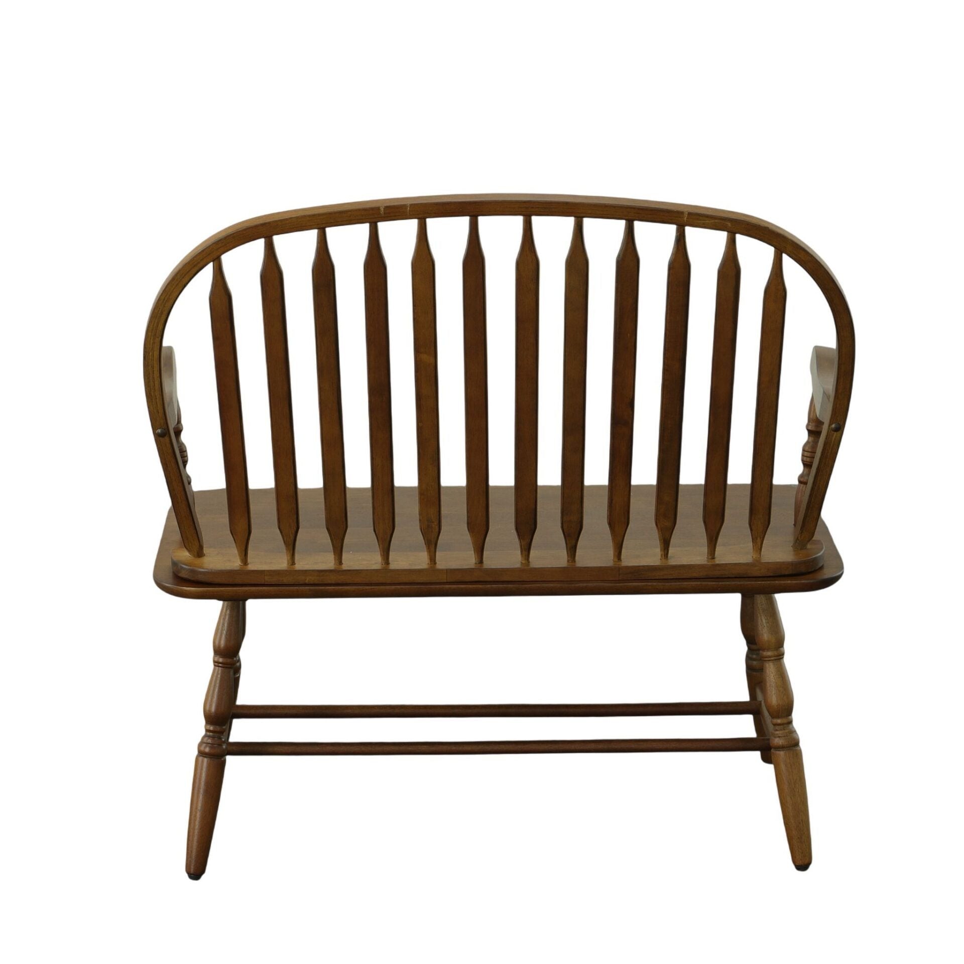 44" Dark Brown Wood Windsor Spindle Back Bench Homeroots Living Room