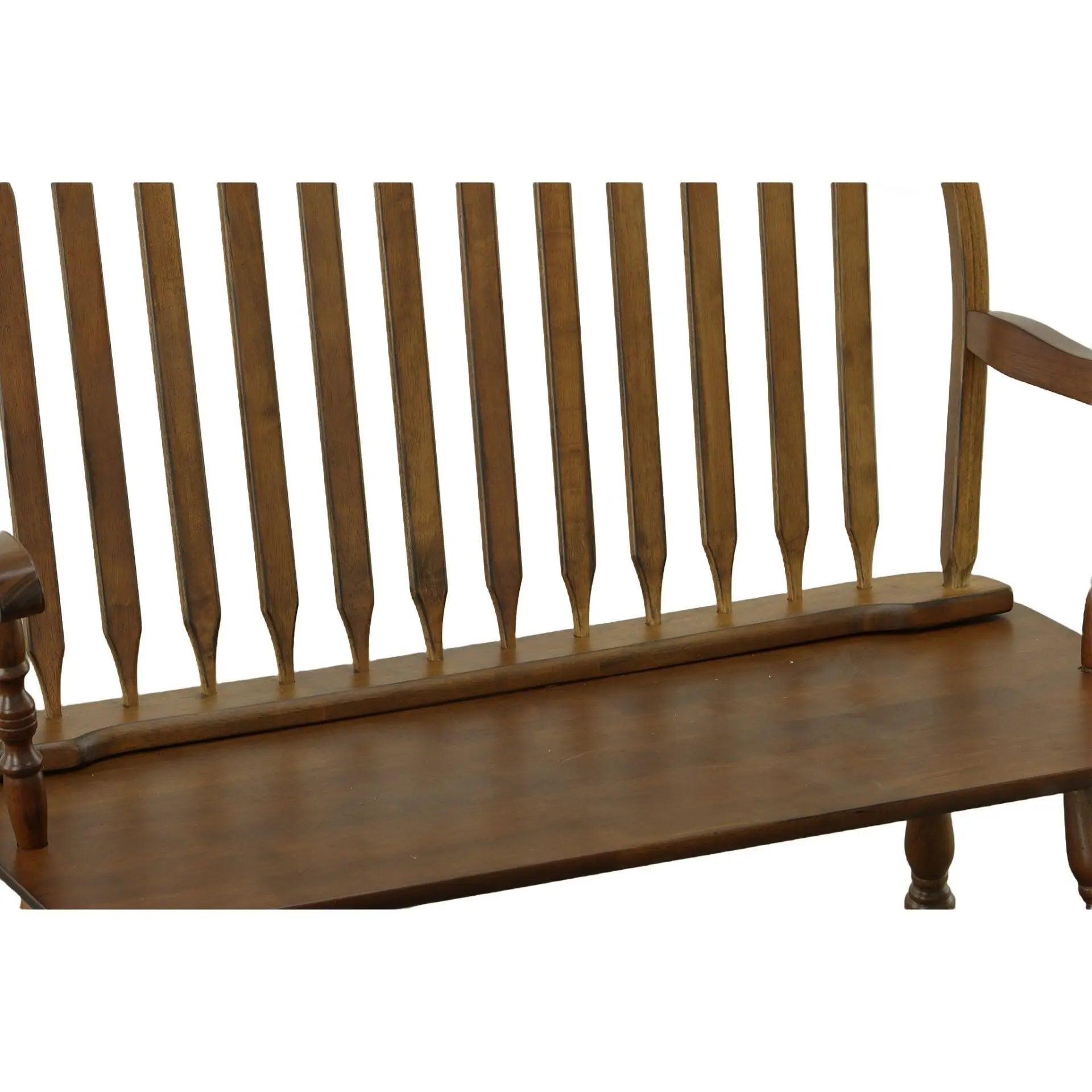 44" Dark Brown Wood Windsor Spindle Back Bench Homeroots Living Room