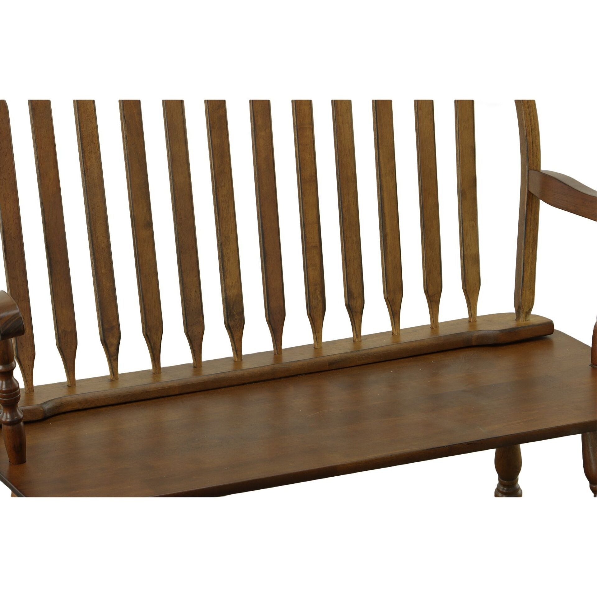 44" Dark Brown Wood Windsor Spindle Back Bench Homeroots Living Room