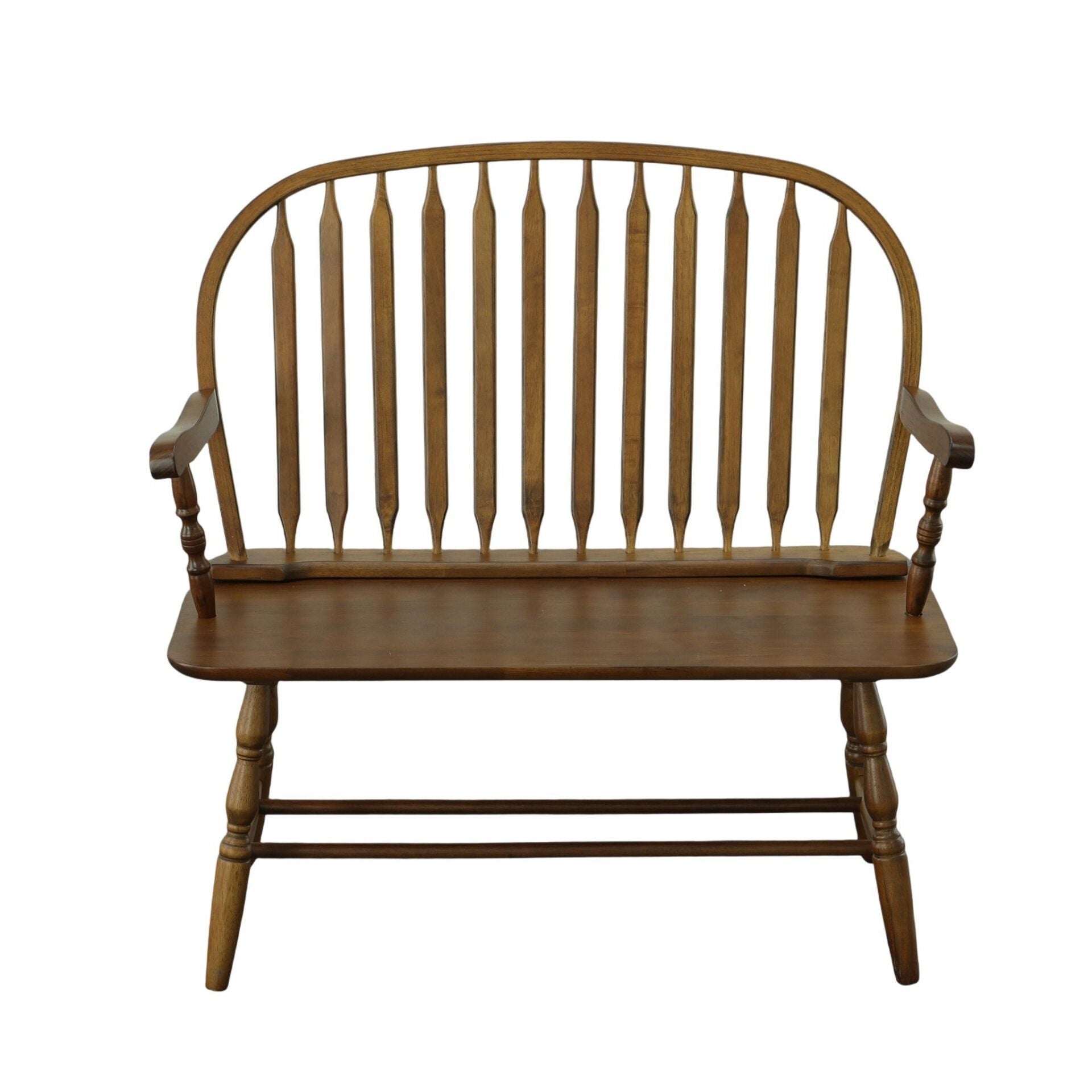 44" Dark Brown Wood Windsor Spindle Back Bench Homeroots Living Room