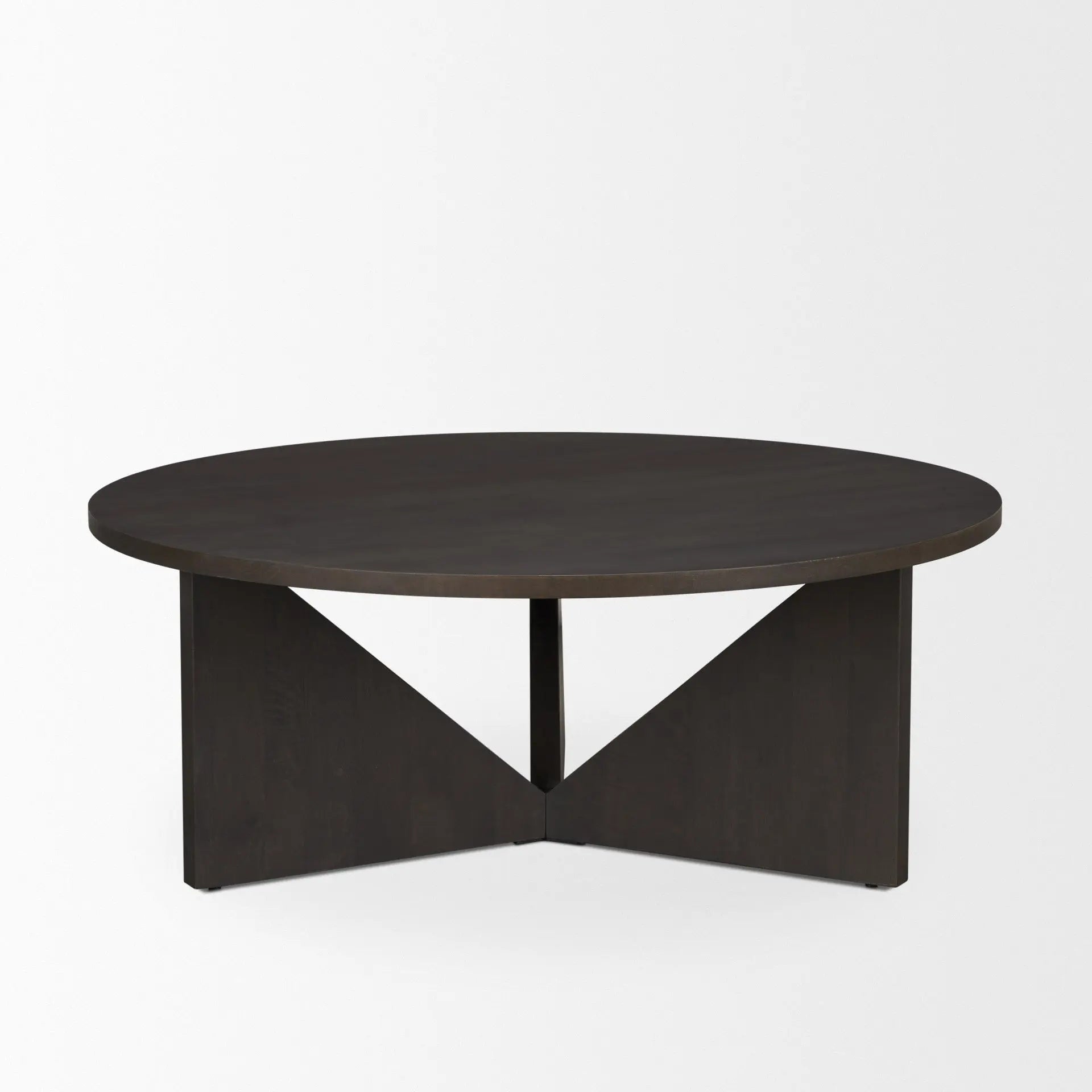 44" Dark Brown and Brown Solid Wood Round Trestle Coffee Table Homeroots Living Room