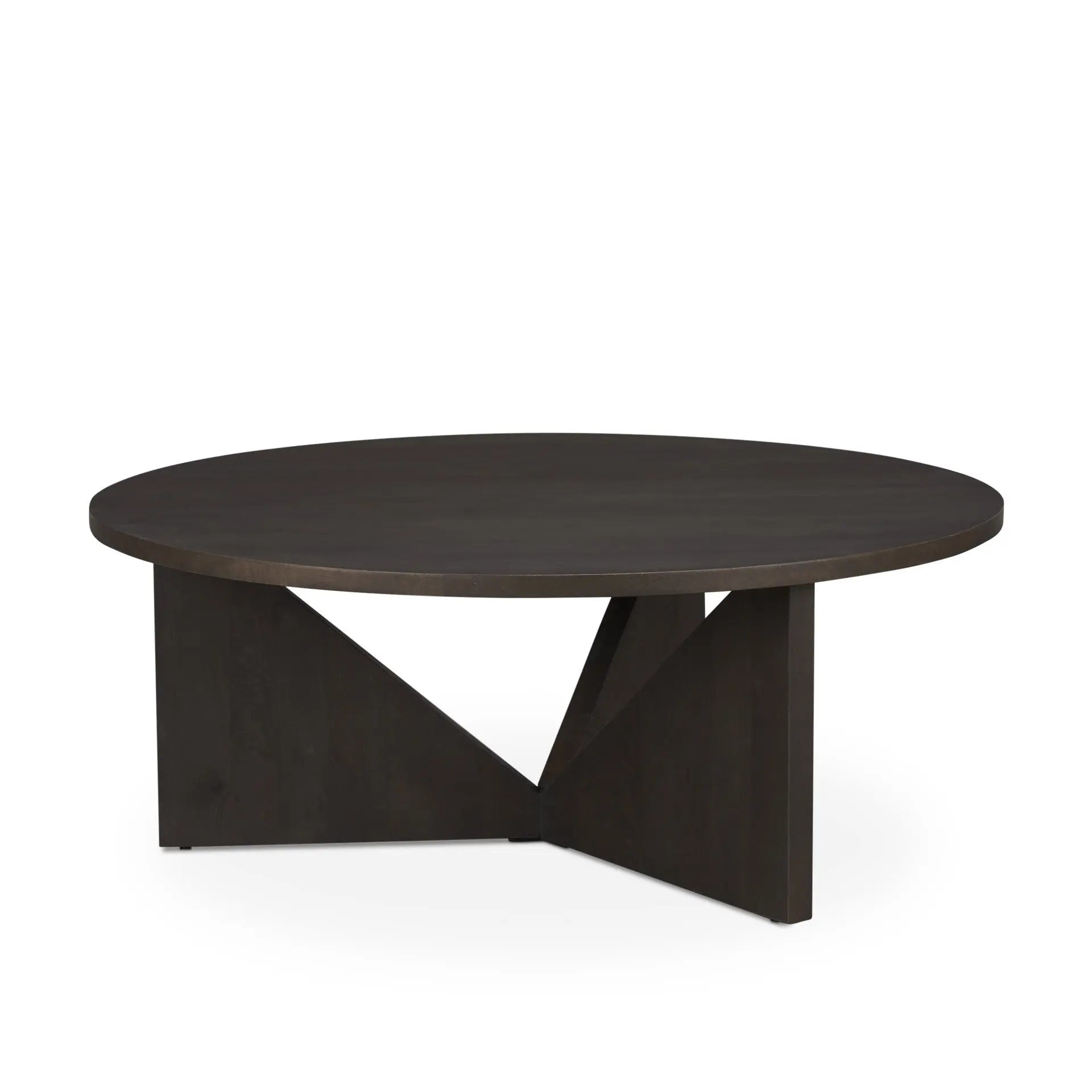 44" Dark Brown and Brown Solid Wood Round Trestle Coffee Table Homeroots Living Room