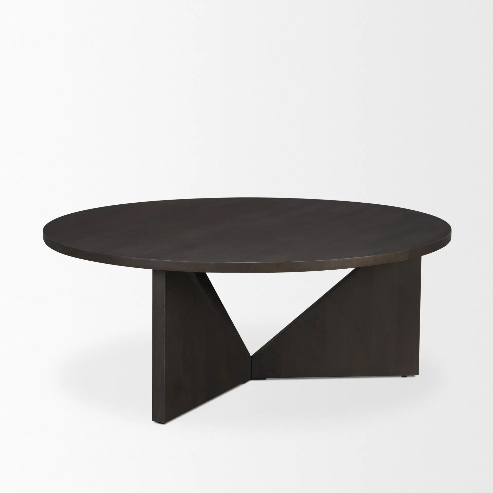 44" Dark Brown and Brown Solid Wood Round Trestle Coffee Table Homeroots Living Room