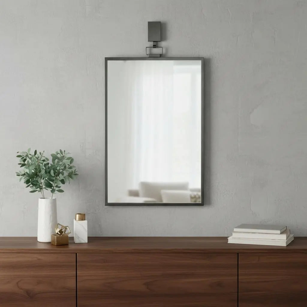 44" Gunmetal Metal Framed Accent Mirror Homeroots Bed & Bath