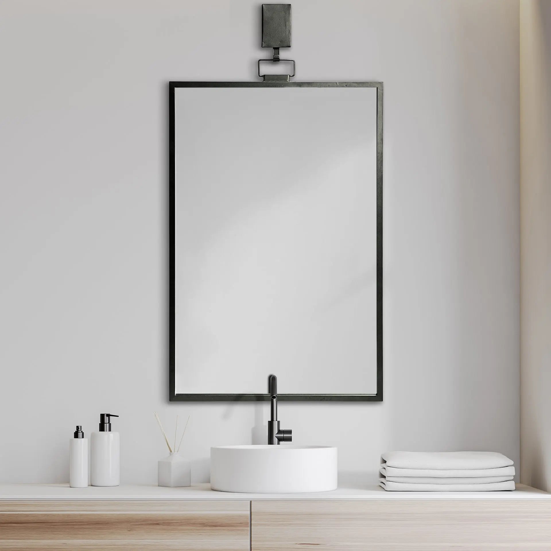 44" Gunmetal Metal Framed Accent Mirror Homeroots Bed & Bath