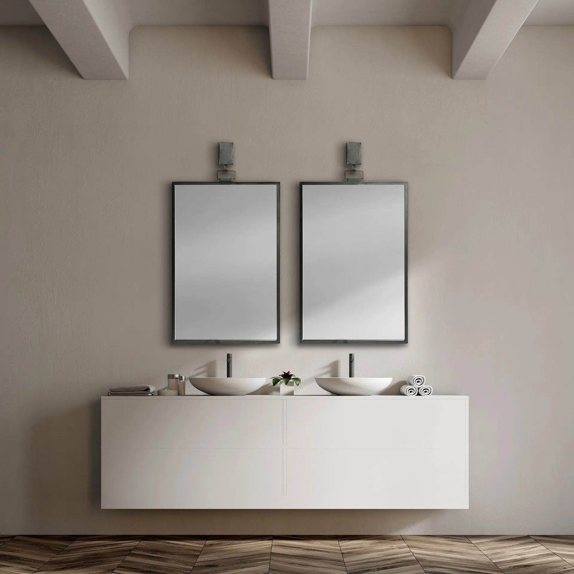 44" Gunmetal Metal Framed Accent Mirror Homeroots Bed & Bath