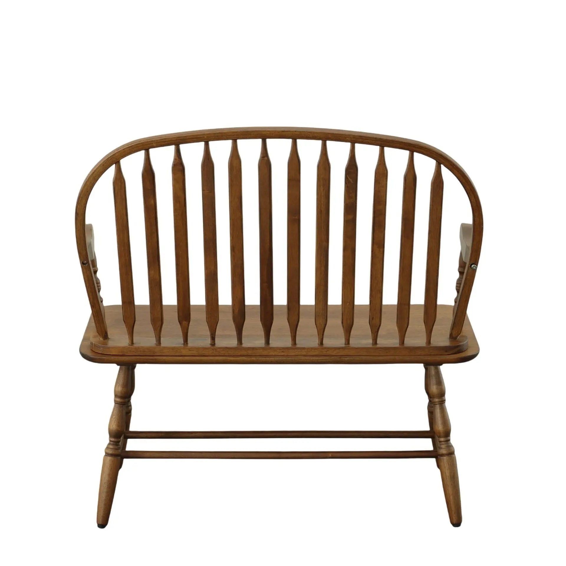 44" Oak Wood Windsor Spindle Back Bench Homeroots Living Room