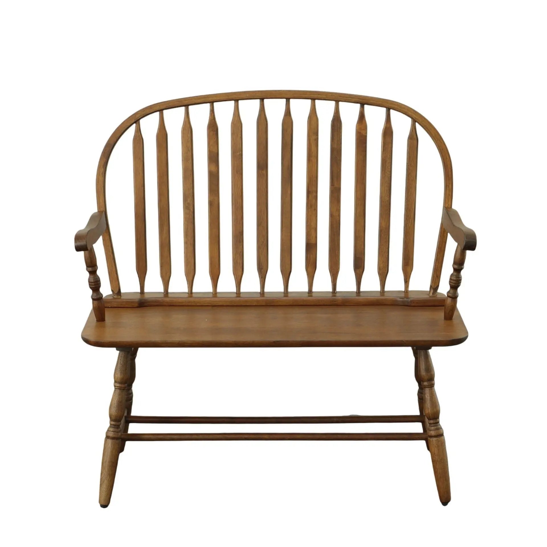44" Oak Wood Windsor Spindle Back Bench Homeroots Living Room