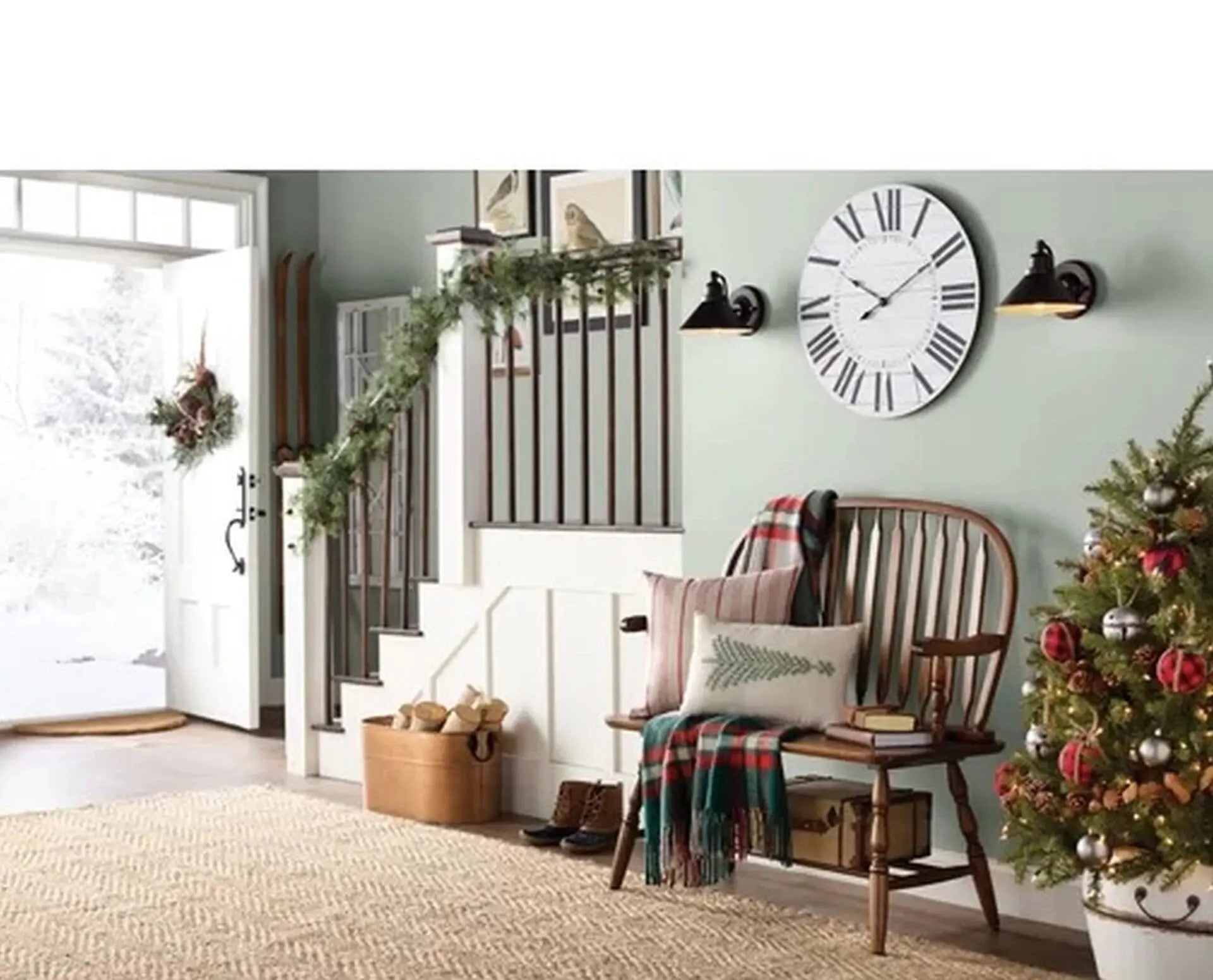 44" Oak Wood Windsor Spindle Back Bench Homeroots Living Room