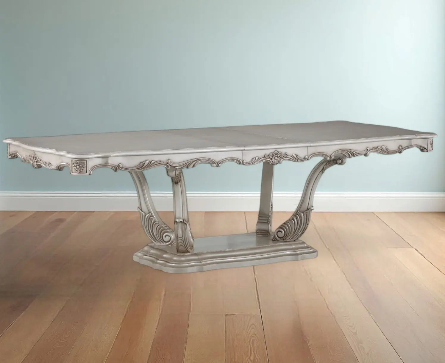 44" Off White Solid Wood Pedestal Base Dining Table - GreatEagleInc