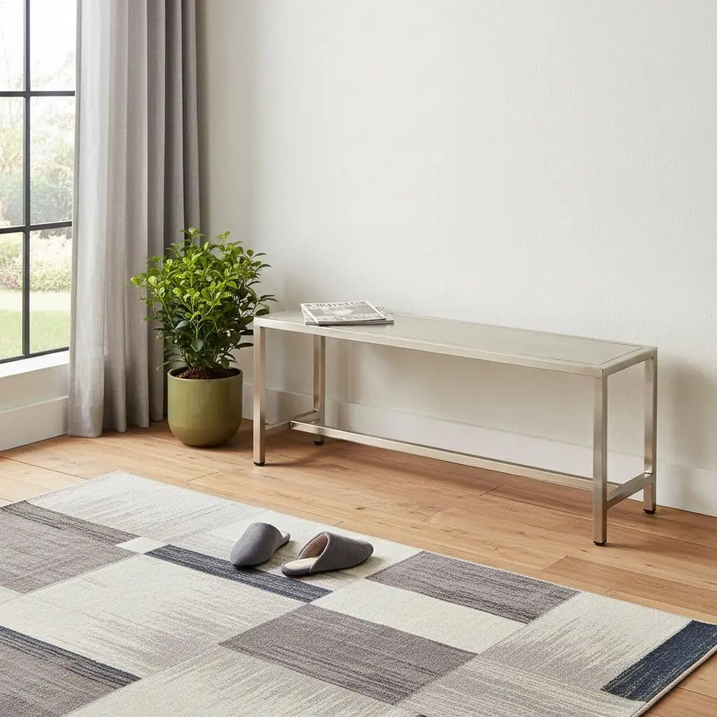 44" Silver Iron Bench Homeroots Living Room
