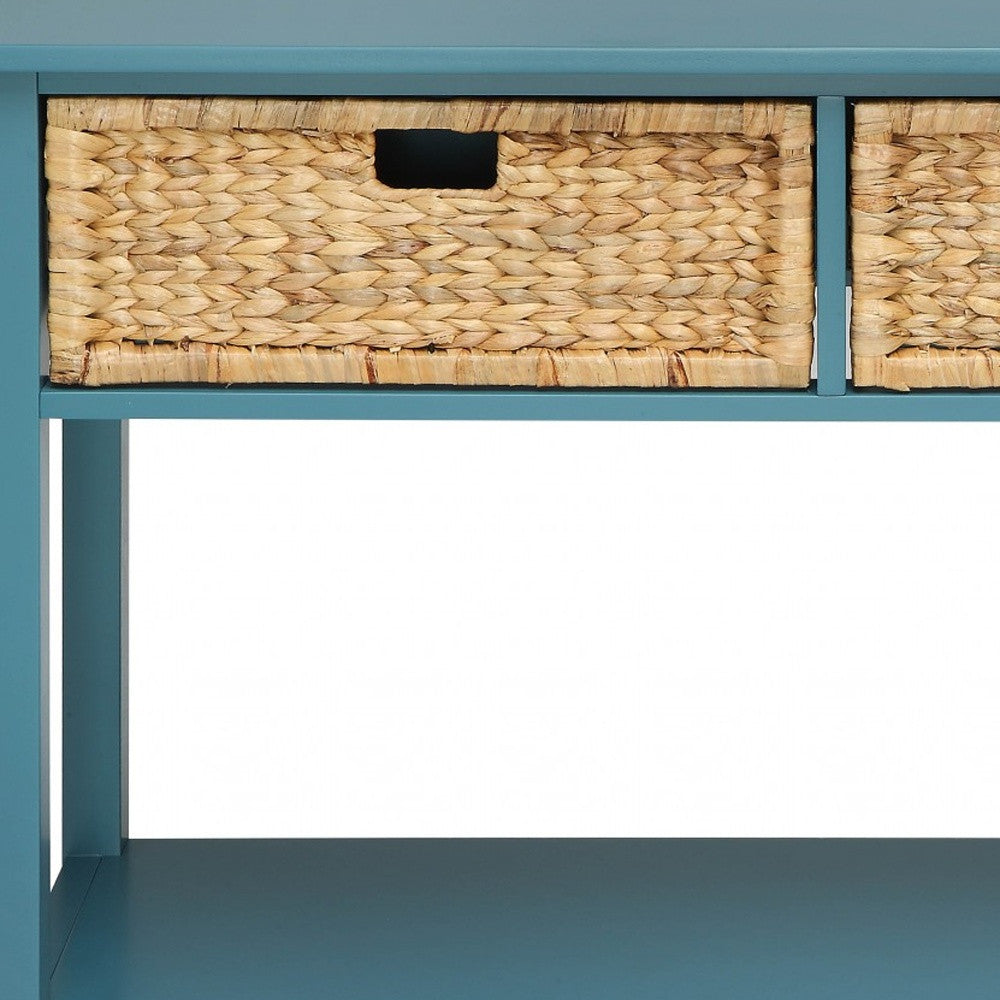 44" Teal Blue Solid Wood Console Table - GreatEagleInc