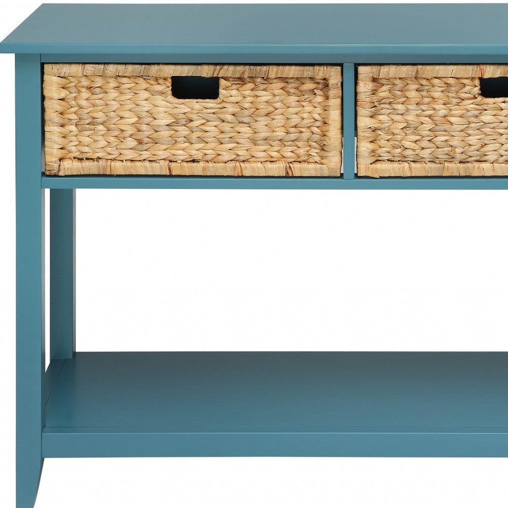 44" Teal Blue Solid Wood Console Table - GreatEagleInc