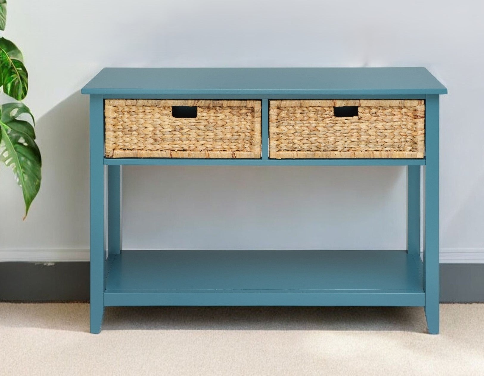 44" Teal Blue Solid Wood Console Table - GreatEagleInc