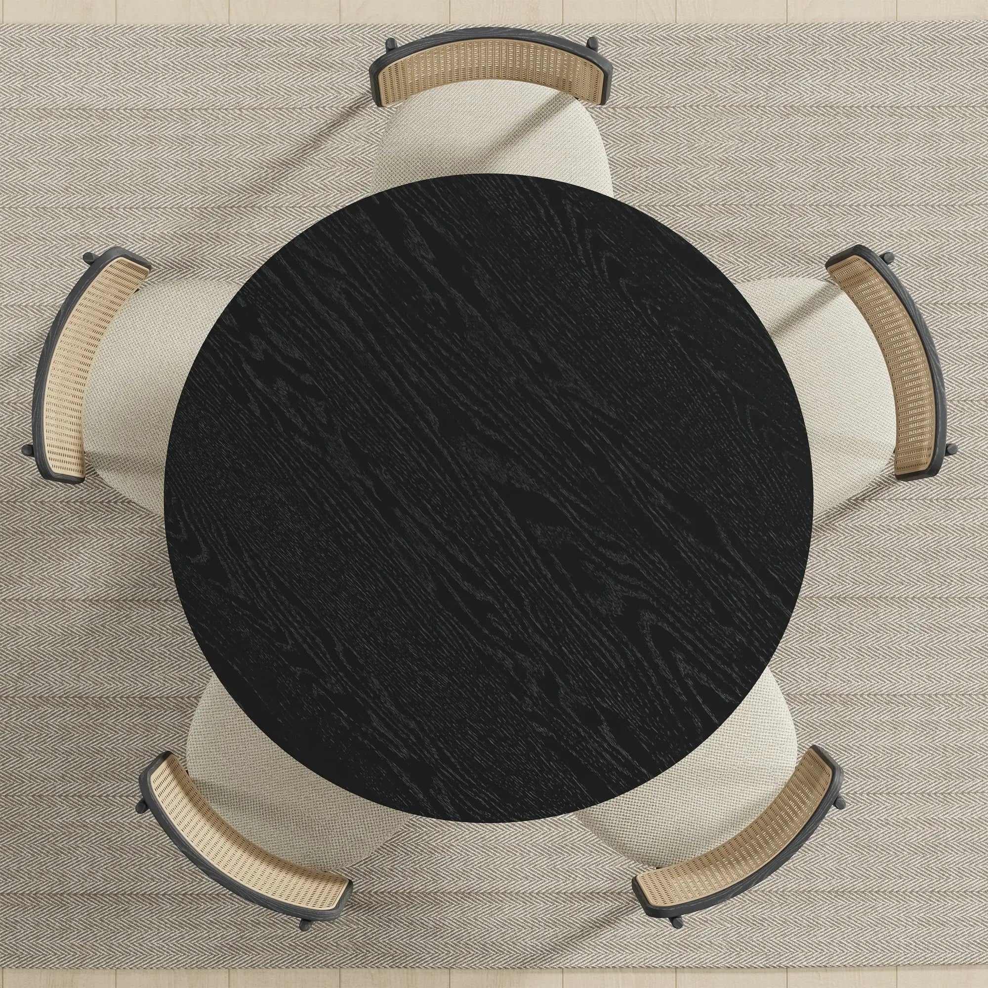 45" Black Solid Wood Round Top Dining Table Homeroots Kitchen & Dining