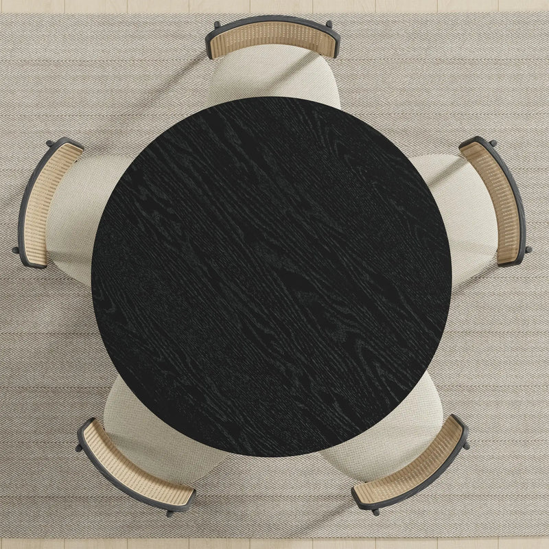 45" Black Solid Wood Round Top Dining Table Homeroots Kitchen & Dining