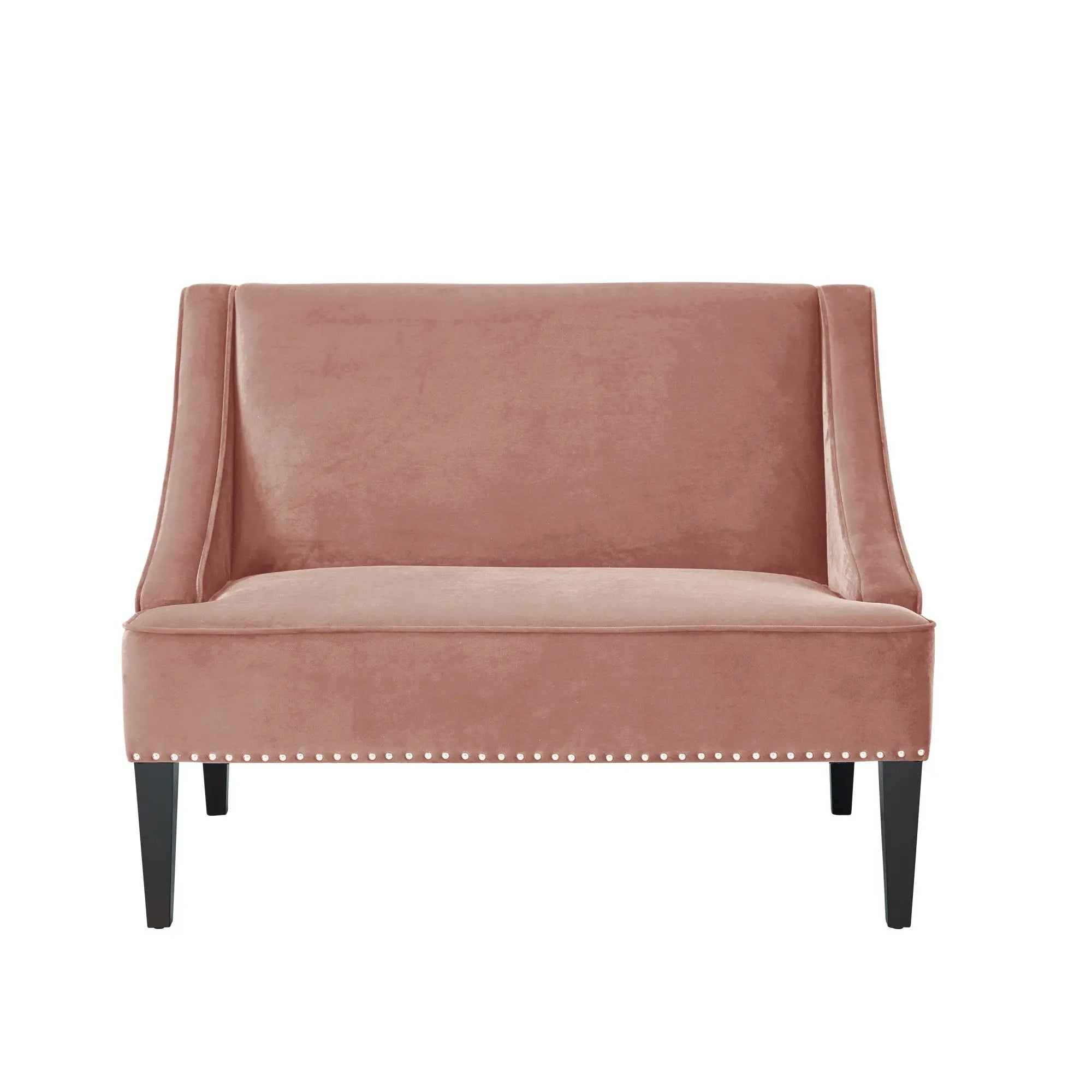 45" Blush And Brown Upholstered Velvet Bench Homeroots