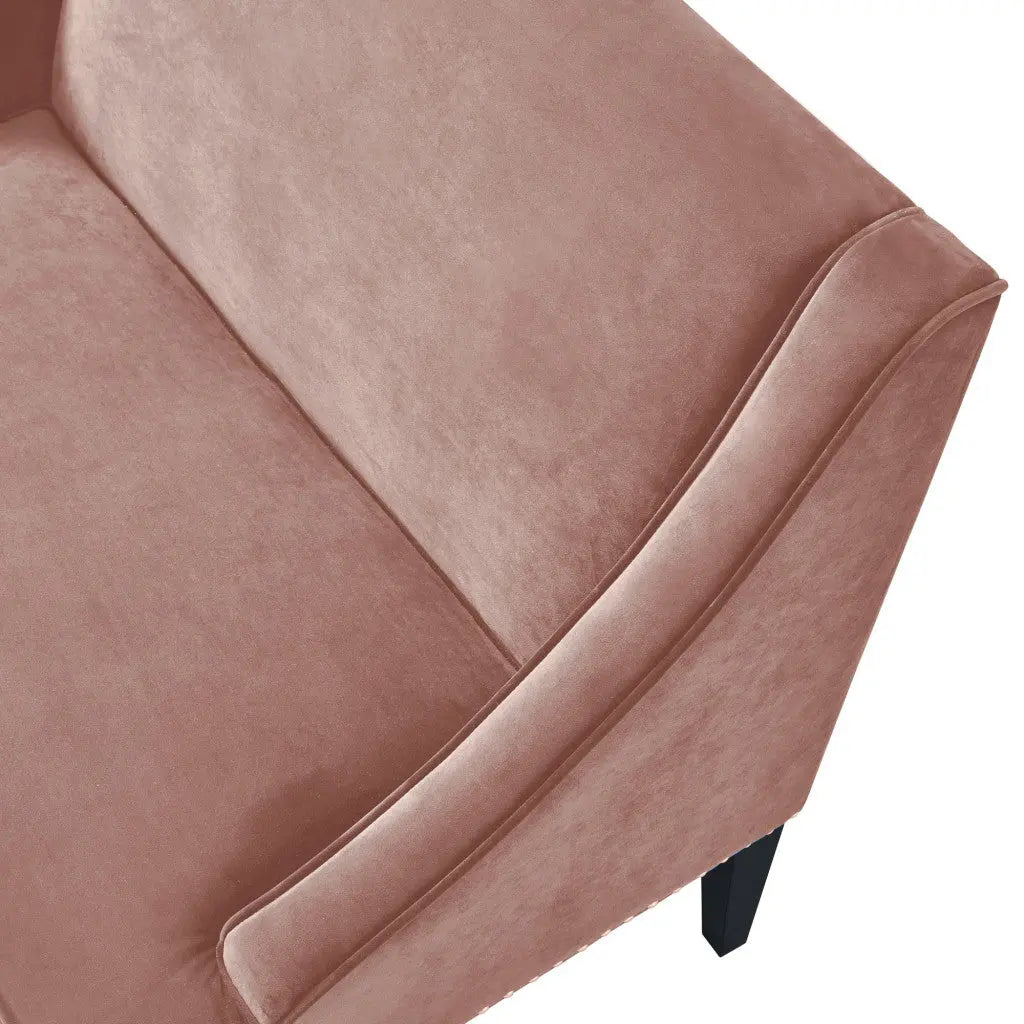 45" Blush And Brown Upholstered Velvet Bench Homeroots