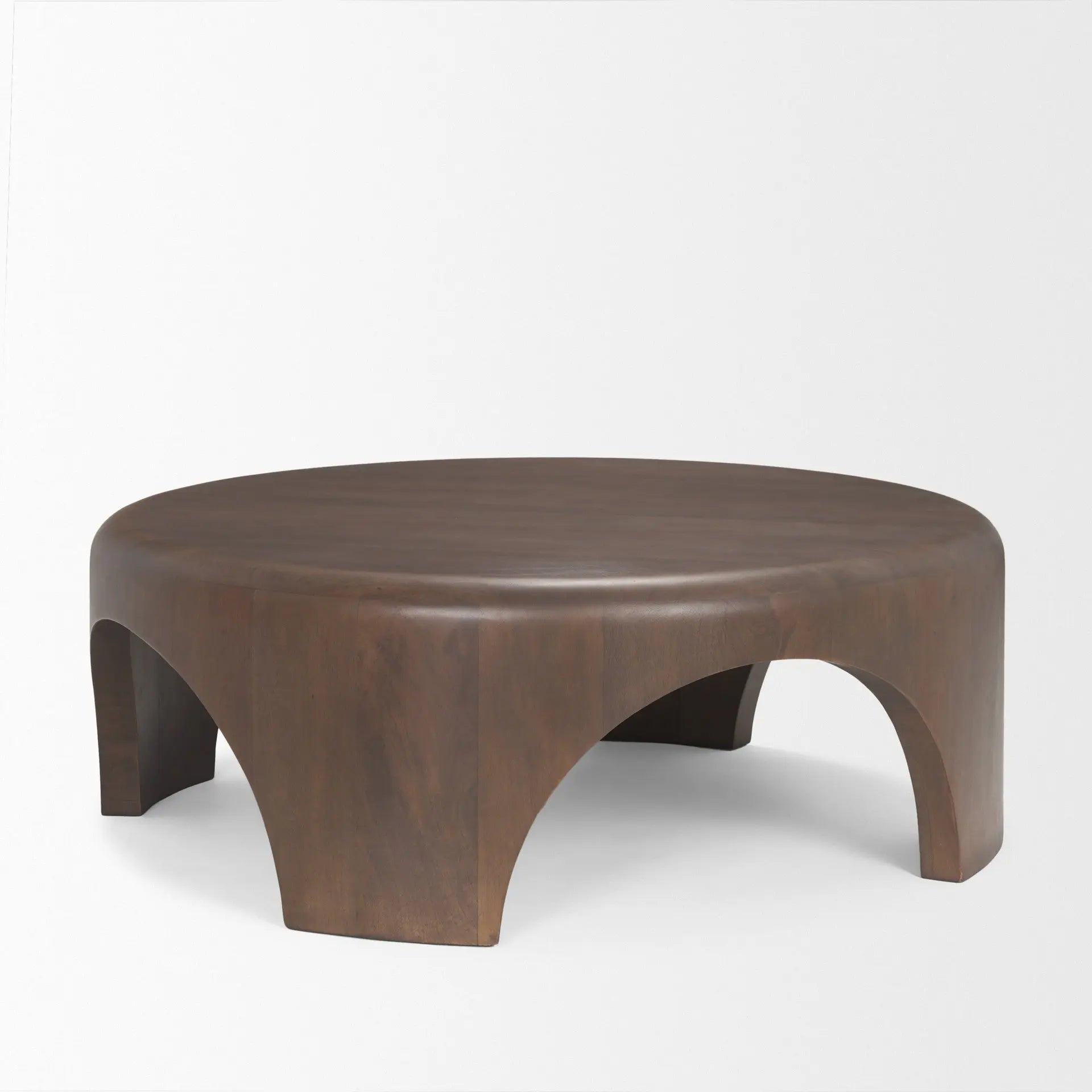 45" Brown Solid Wood Round Coffee Table Homeroots Living Room