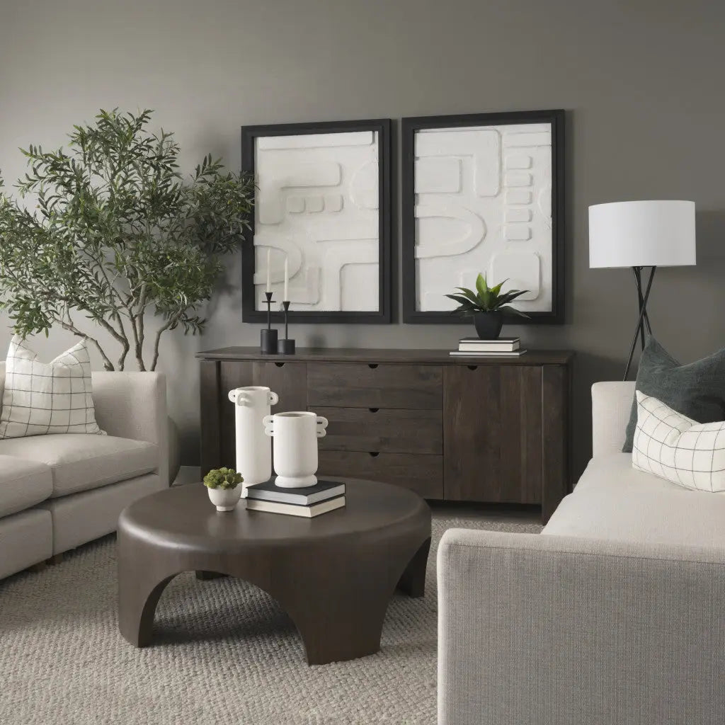 45" Brown Solid Wood Round Coffee Table Homeroots Living Room