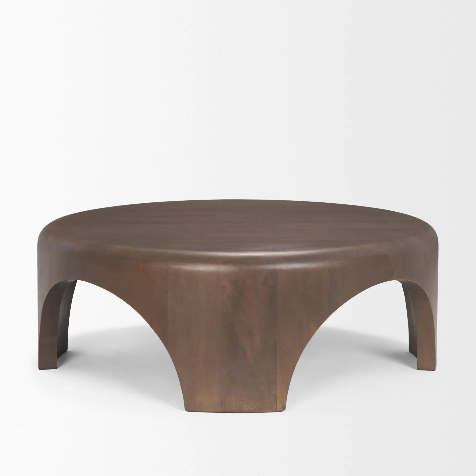 45" Brown Solid Wood Round Coffee Table Homeroots Living Room