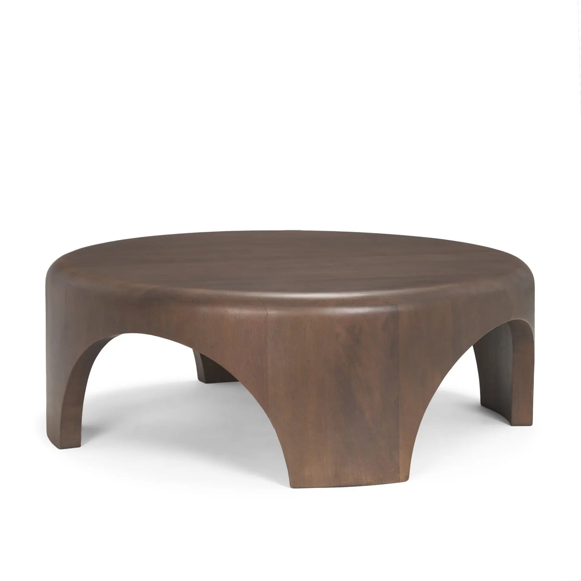 45" Brown Solid Wood Round Coffee Table Homeroots Living Room