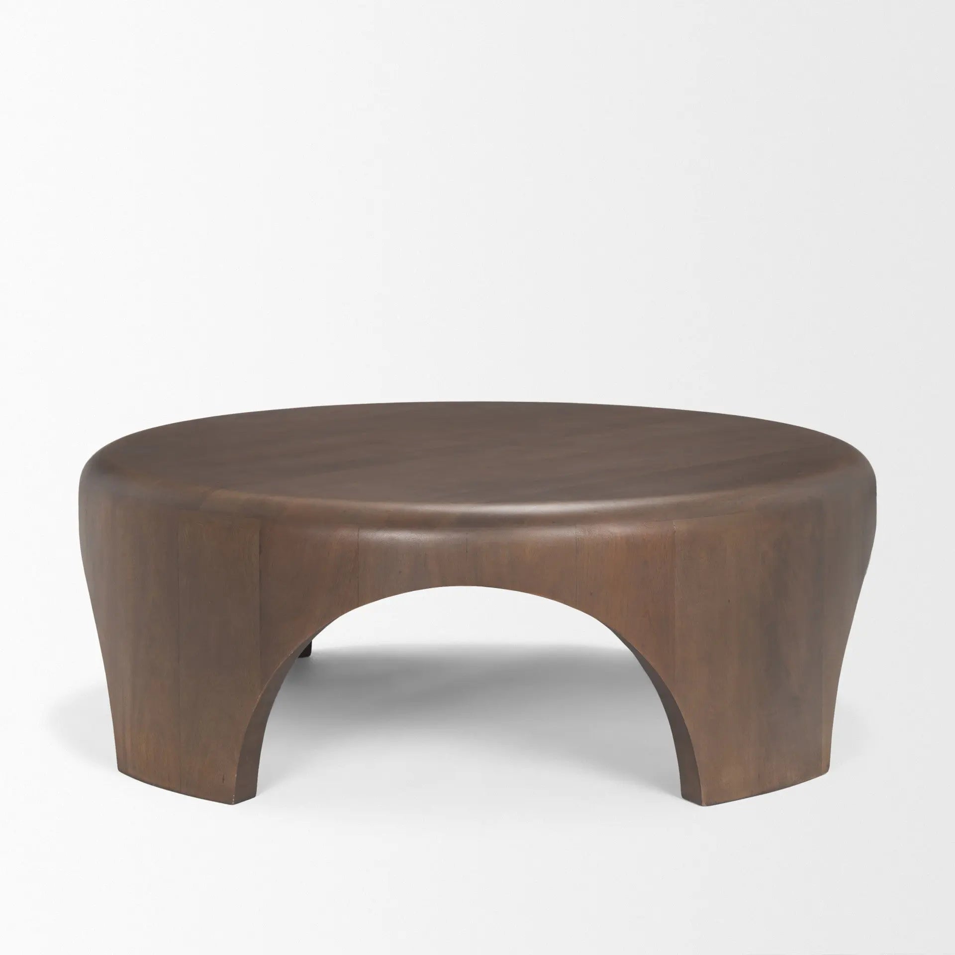 45" Brown Solid Wood Round Coffee Table Homeroots Living Room