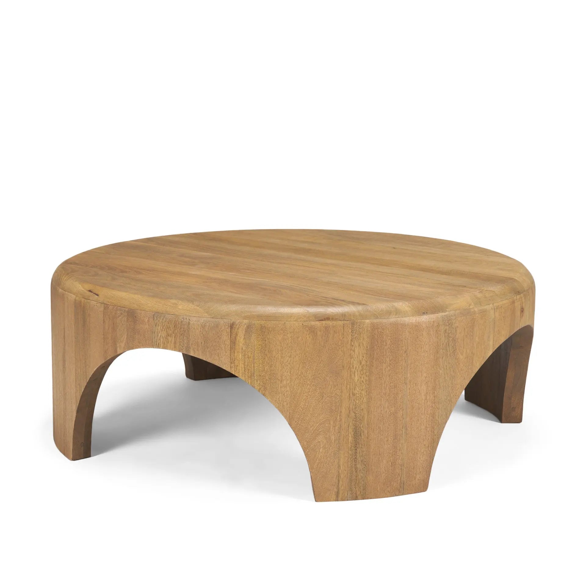 45" Brown Solid Wood Round Coffee Table Homeroots Living Room