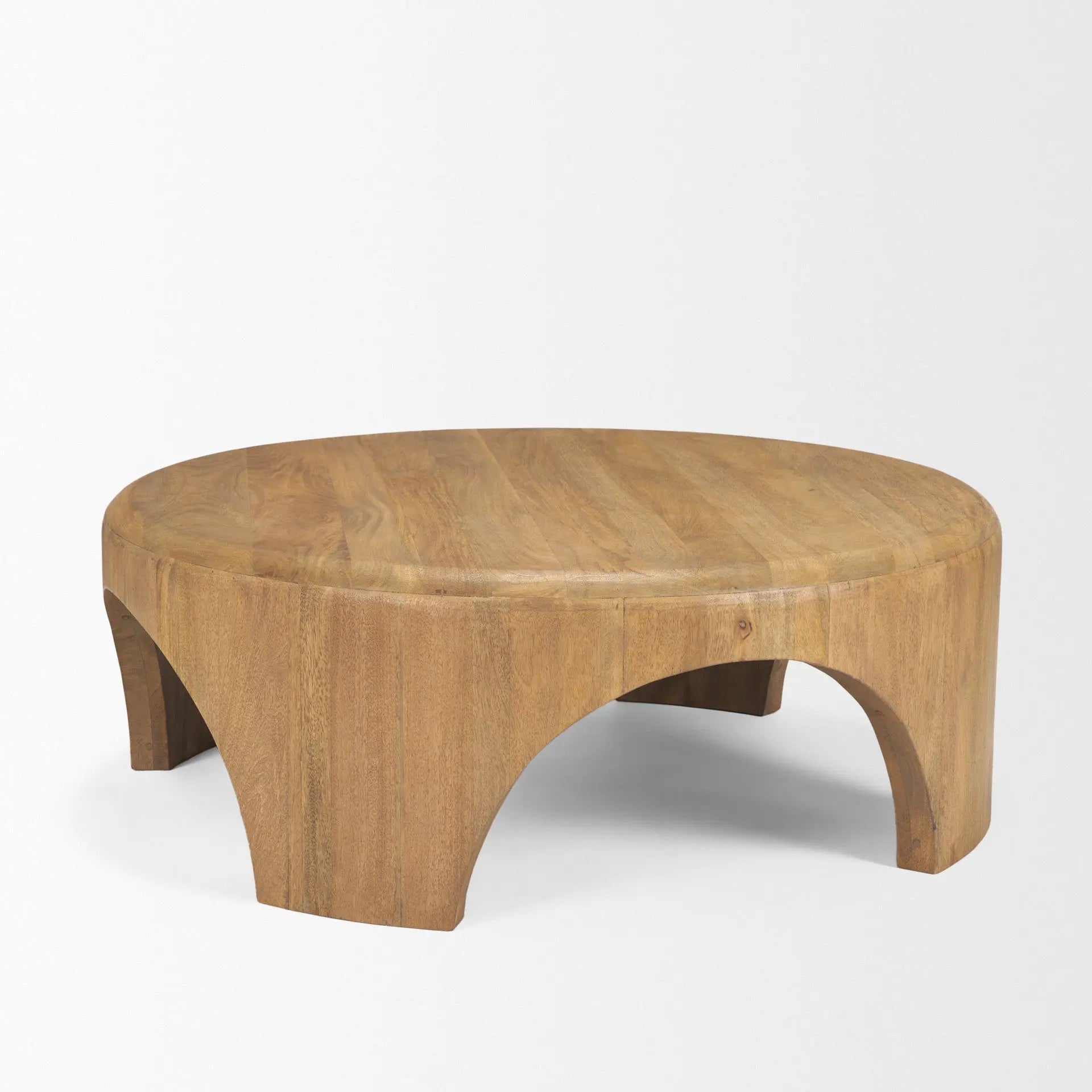 45" Brown Solid Wood Round Coffee Table Homeroots Living Room