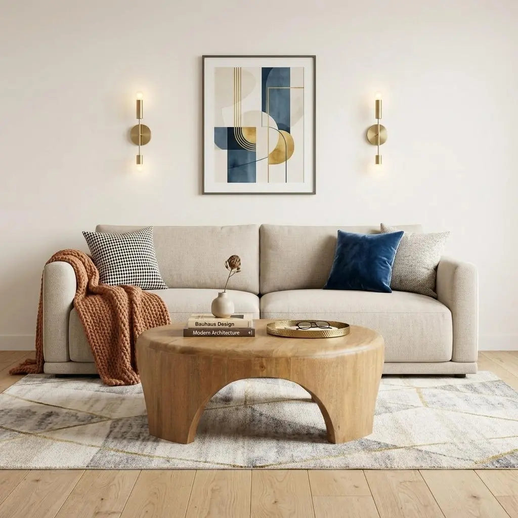 45" Brown Solid Wood Round Coffee Table Homeroots Living Room