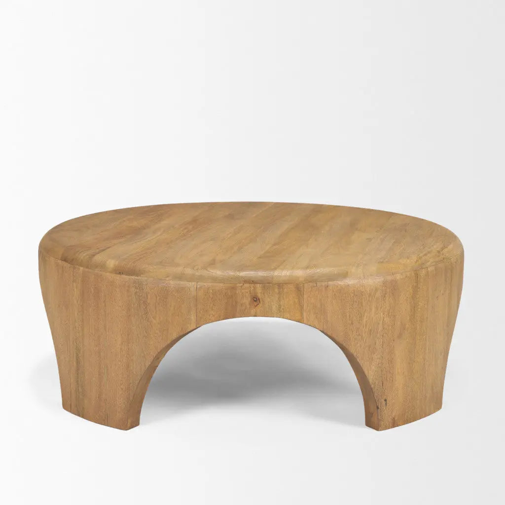 45" Brown Solid Wood Round Coffee Table Homeroots Living Room